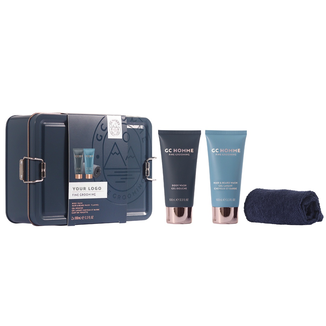 Private Label The Best Gift For Him Bathing Set With Body Wash,Hair And Beard Wash,In A Beautiful Gift Box-travel Size 1.6 Oz