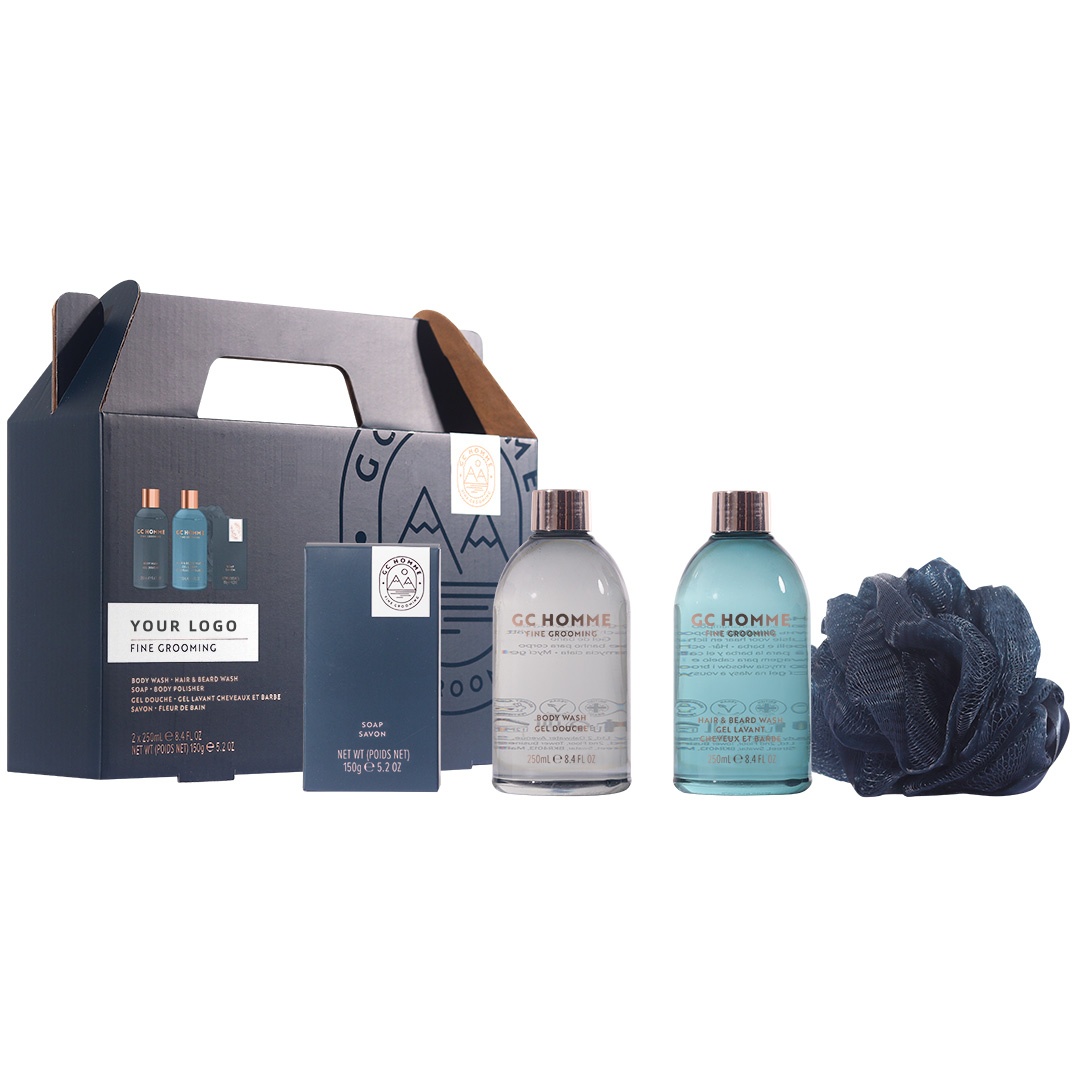 Private Label Vegan Moisturizing Men's Bathing Set With Body Wash Hair & Beard Wash Muscle Soak Soap In Beautiful Gift Box