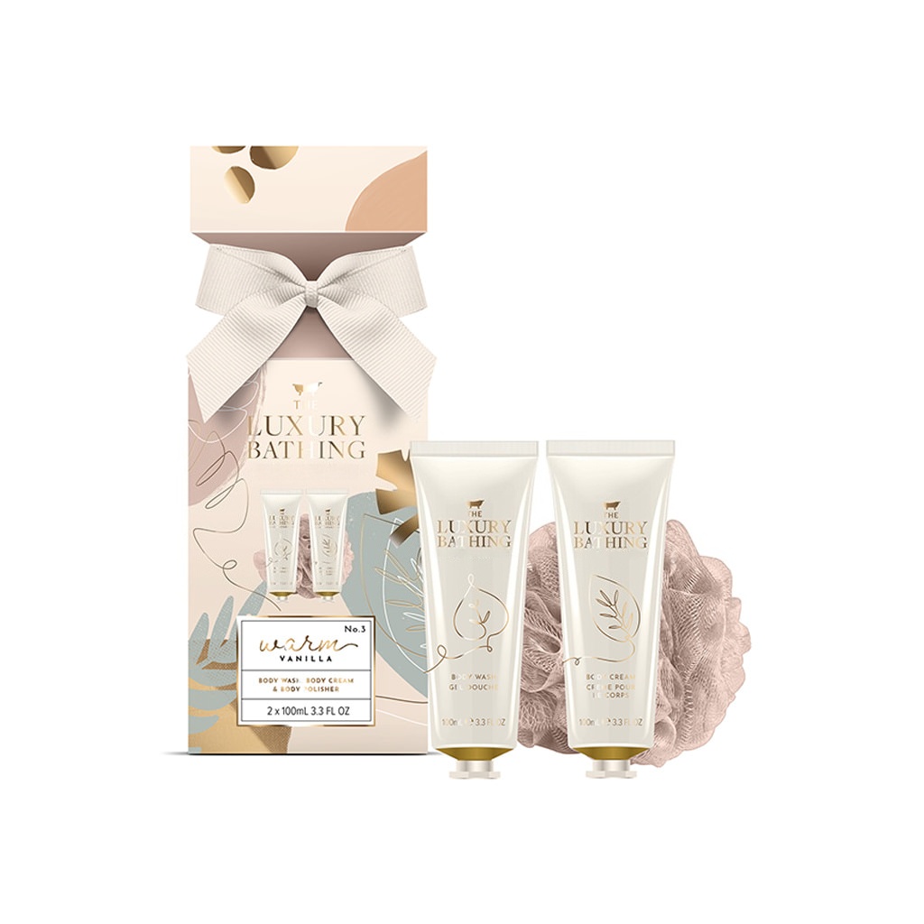 Private Label Luxury Organic Herbal Bathing Cracker Set Mini Body Duo European Style Body Wash Lotion Polisher-warm Vanilla
