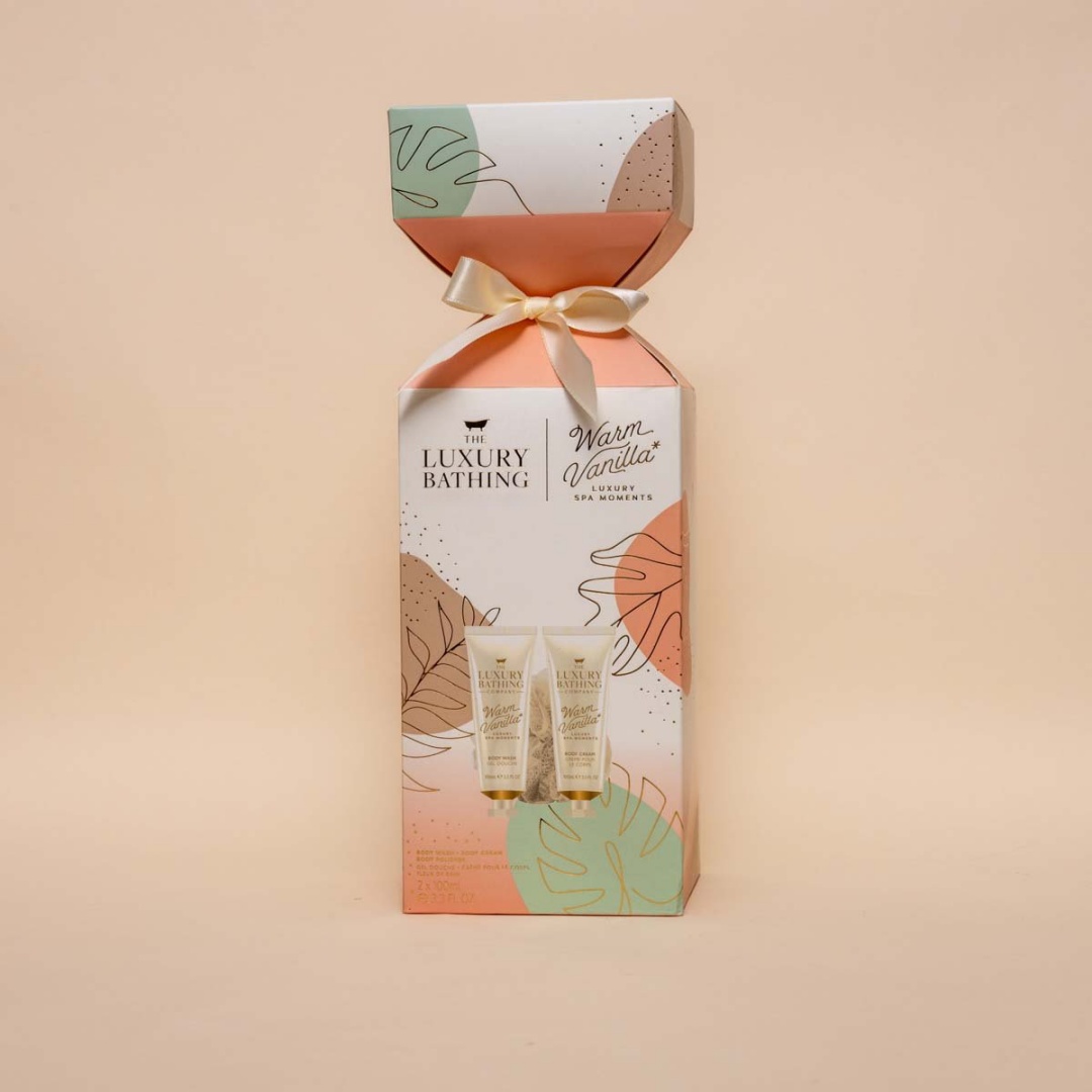 Private Label Luxury Organic Herbal Bathing Cracker Set Mini Body Duo European Style Body Wash Lotion Polisher-warm Vanilla