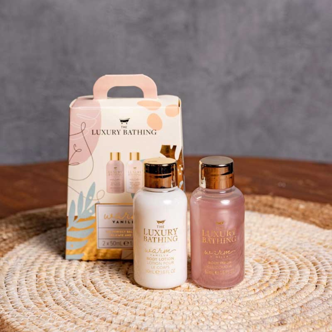 Private Label Luxury Organic Herbal Bathing Cracker Set Mini Body Duo European Style Body Wash Lotion Polisher-warm Vanilla