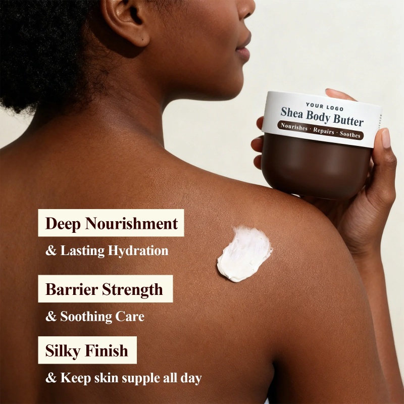 Oem Private Label Organic Shea Butter Cream Vegan Body Hydrating Nourishing Soothing Herbal Fragrance Centella Asiatica Enriched