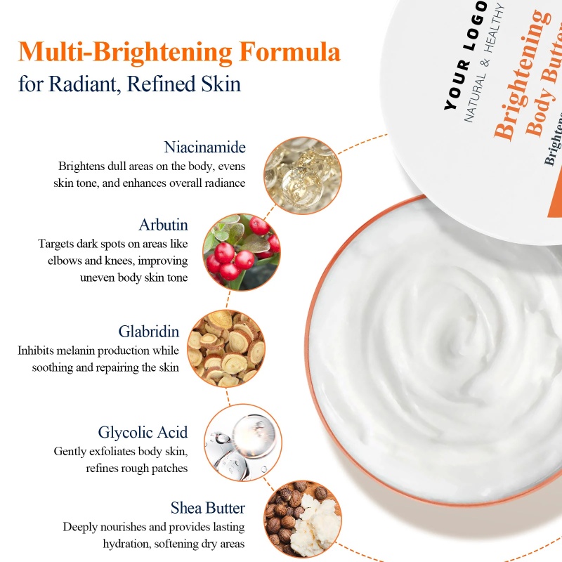 Oem Private Label Organic Shea Butter Cream Vegan Body Lotion For Brigthening,Evening,Soothing Body Niacinamidel Enriched