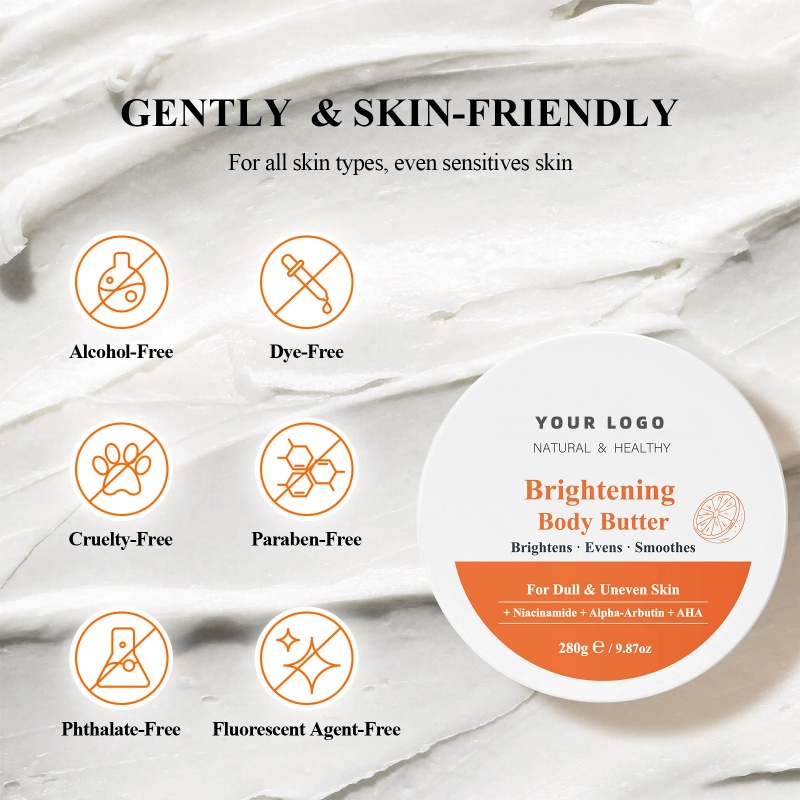 Oem Private Label Organic Shea Butter Cream Vegan Body Lotion For Brigthening,Evening,Soothing Body Niacinamidel Enriched