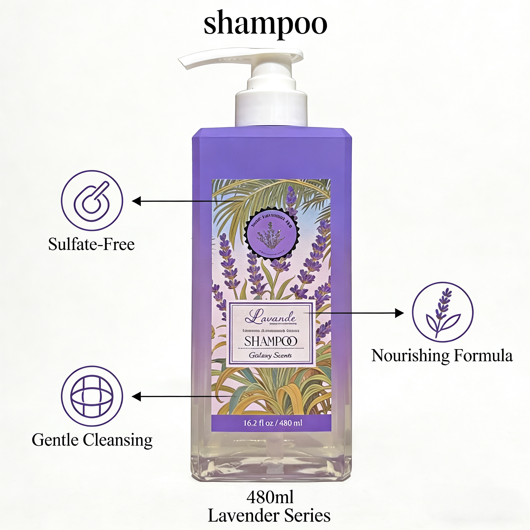 Natural Organic Hair Wash For Dry Hair Moisturizing Oem Private Label 480ml Lavender Shampoo