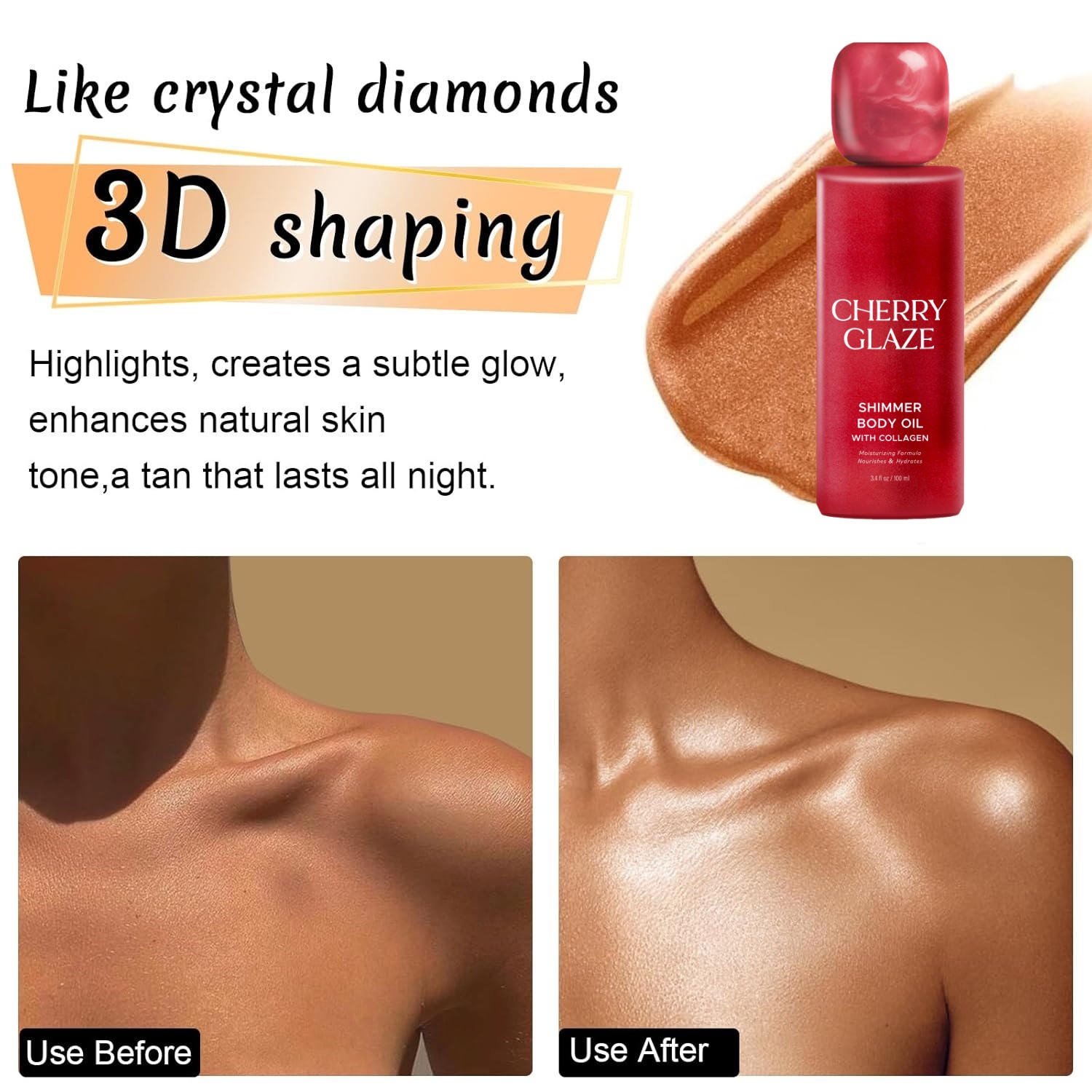 Shimmer Body Oil Face Glitter Summer Body Moisturizing Light Shimmering Glow Non-sticky Party Luminizer And Illuminator Smooth