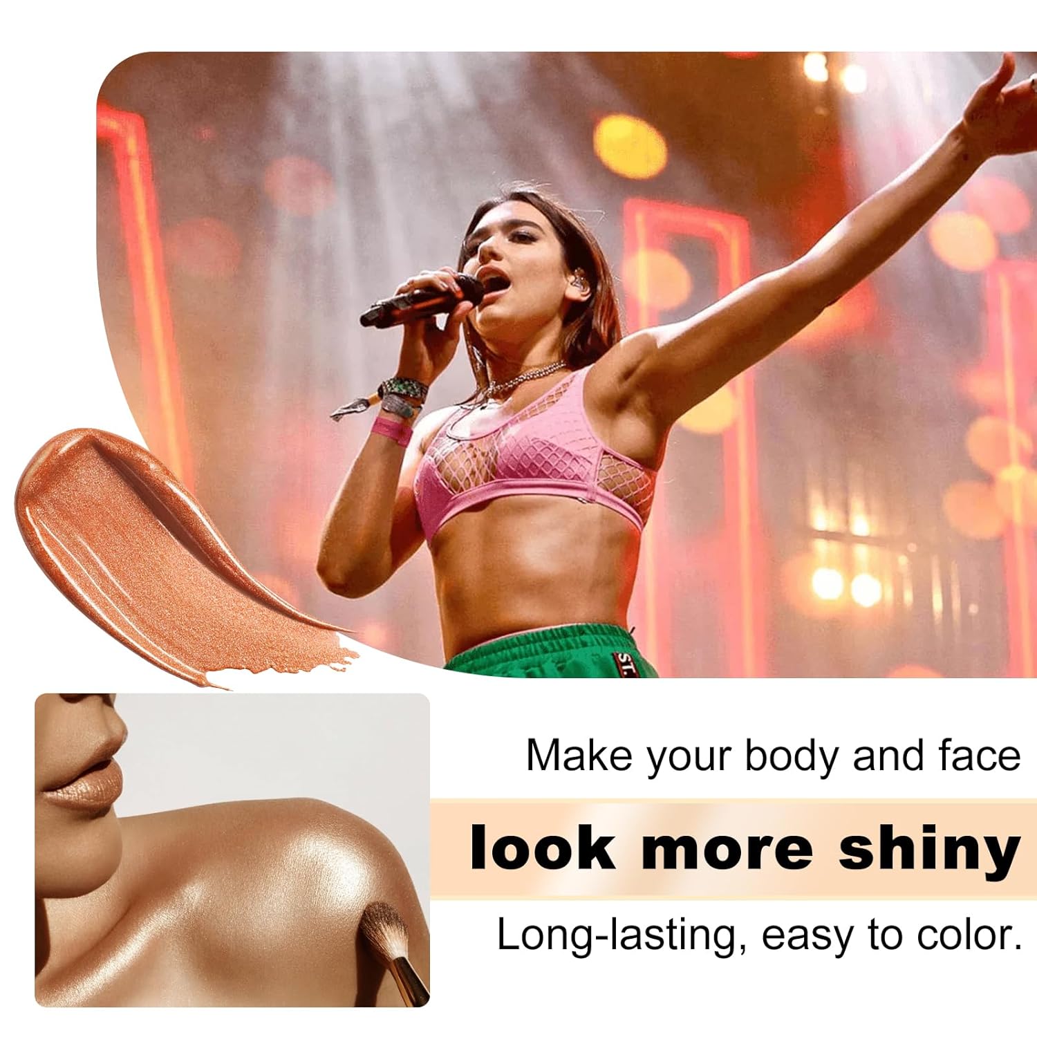 Shimmer Body Oil Face Glitter Summer Body Moisturizing Light Shimmering Glow Non-sticky Party Luminizer And Illuminator Smooth