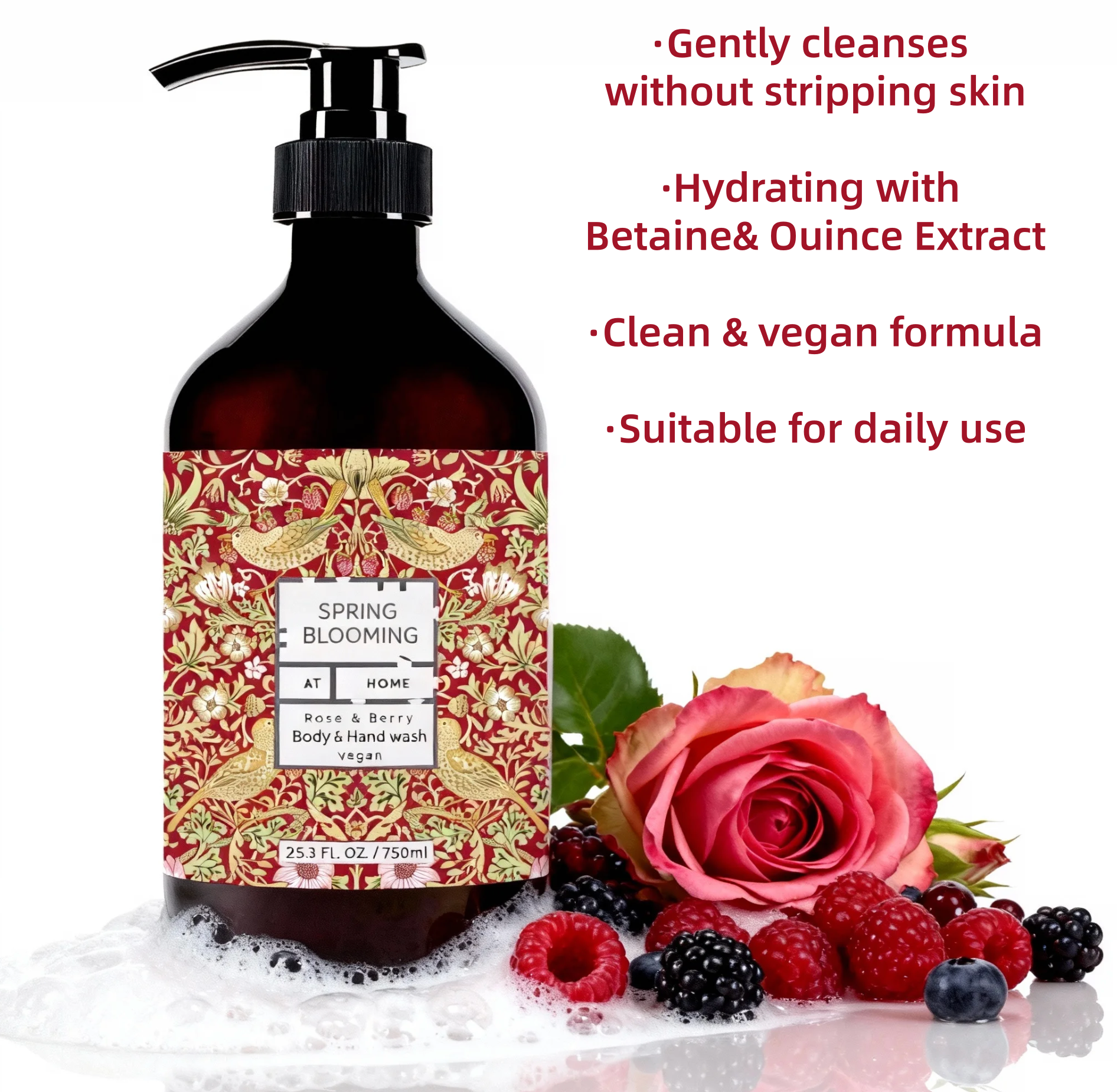 Oem Wholesale Vegan Cruelty-free Foaming Cleansing And Moisturizing Body & Hand Wash With Nautre Element For Daily Use