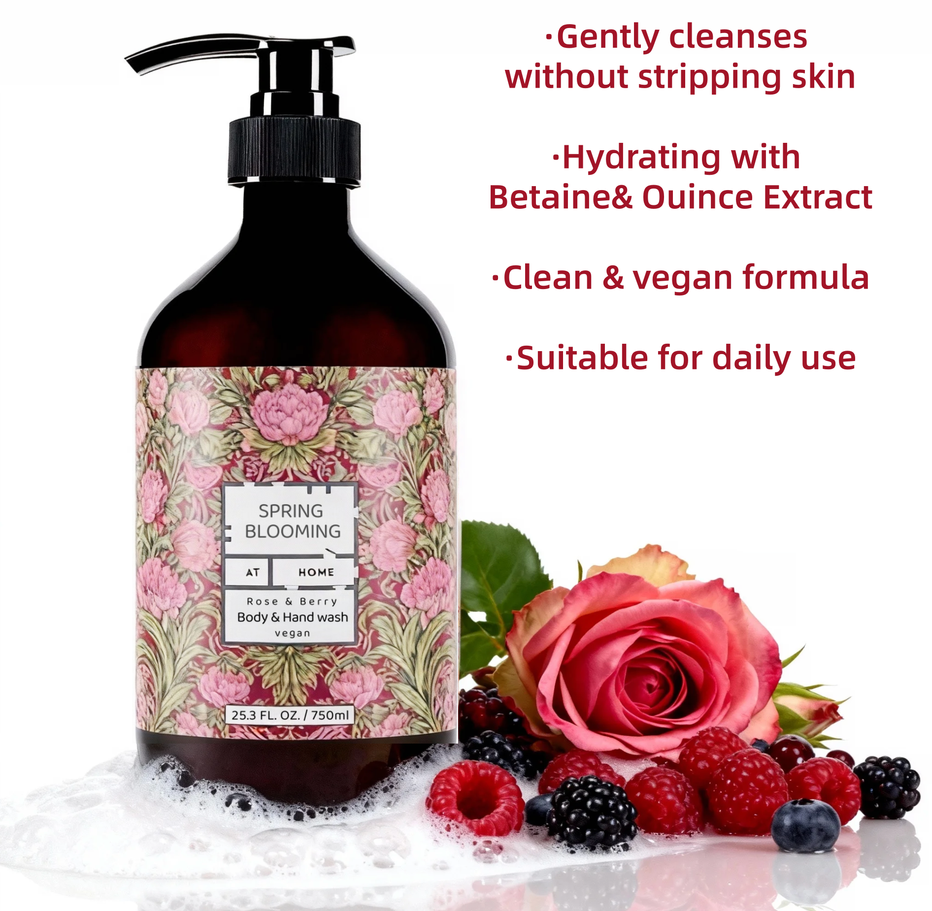 Oem Wholesale Vegan Cruelty-free Foaming Cleansing And Moisturizing Body & Hand Wash With Nautre Element For Daily Use