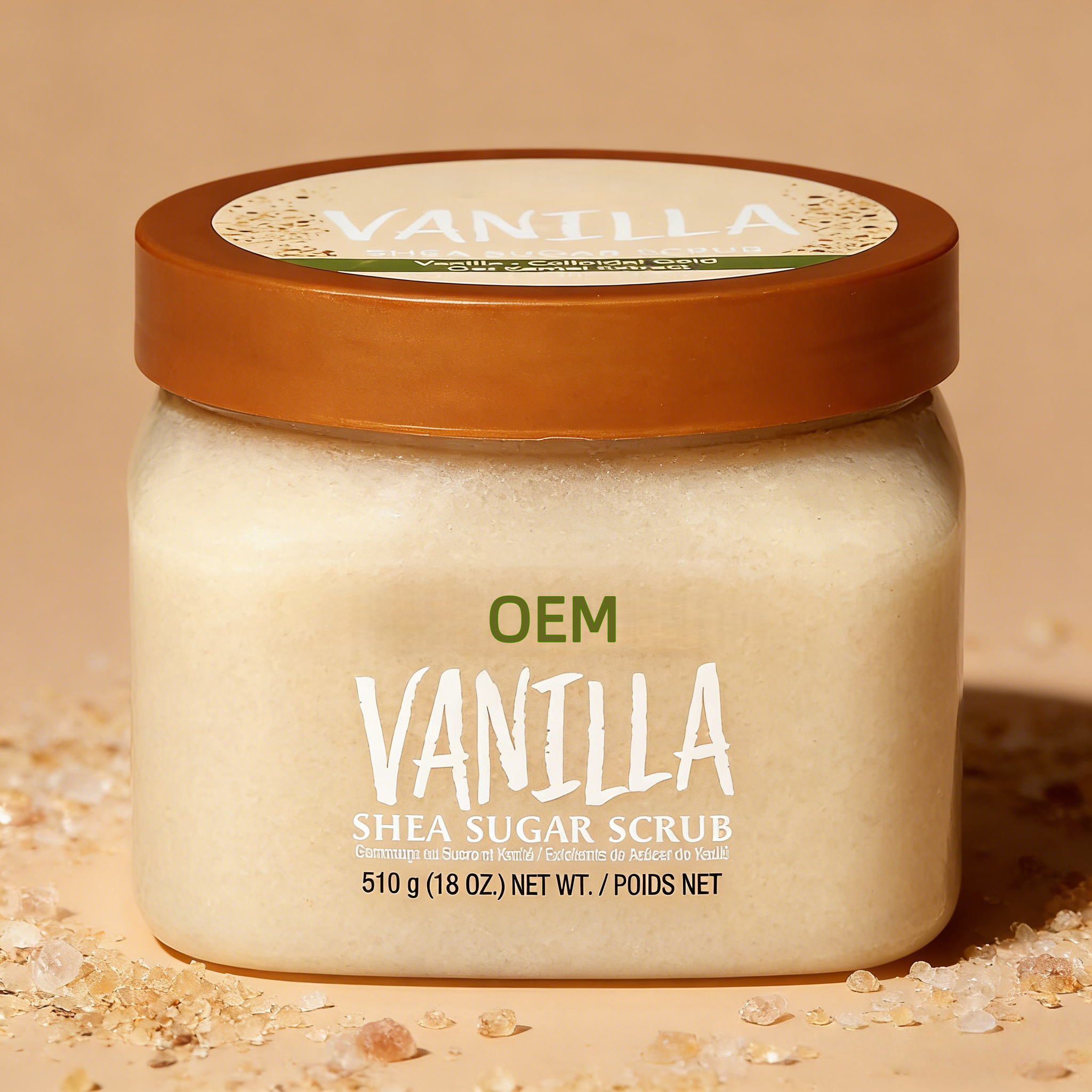 Hydrating Body Scrub For Dry Skin Paraben-free Sulfate-free Cruelty-free Sweet Vanilla Scent Shea Butter Body Exfoliant 510ml