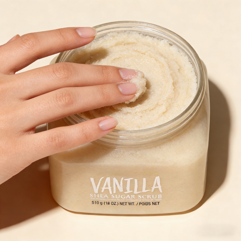 Hydrating Body Scrub For Dry Skin Paraben-free Sulfate-free Cruelty-free Sweet Vanilla Scent Shea Butter Body Exfoliant 510ml