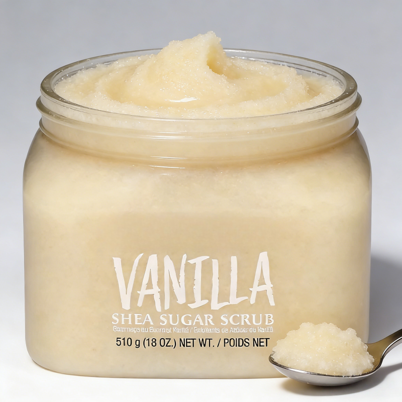 Hydrating Body Scrub For Dry Skin Paraben-free Sulfate-free Cruelty-free Sweet Vanilla Scent Shea Butter Body Exfoliant 510ml