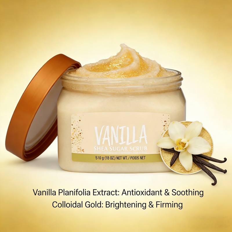 Hydrating Body Scrub For Dry Skin Paraben-free Sulfate-free Cruelty-free Sweet Vanilla Scent Shea Butter Body Exfoliant 510ml