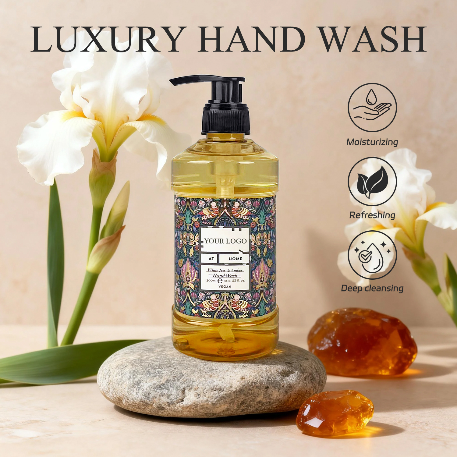 Oem Wholesale 300ml Vegan Cruelty-free Foaming Cleansing And Moisturizing Hand Wash With Nautre Element For Daily Use