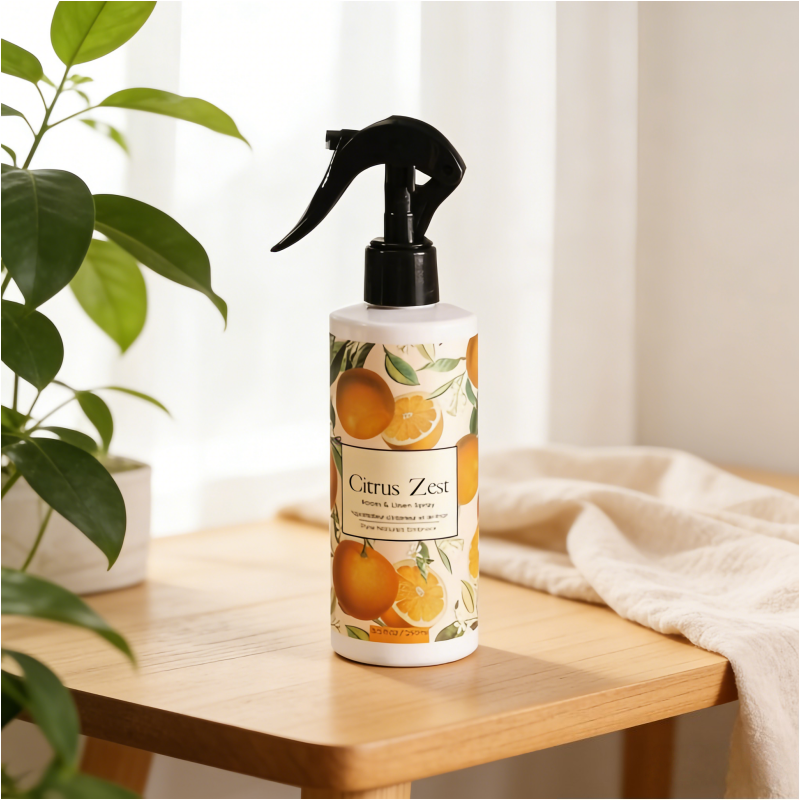 Vegan Formula 250ml Citrus Zest Room Spray Natural Extract Air Freshener For Home Fabric Linen Fragrance Custom Label
