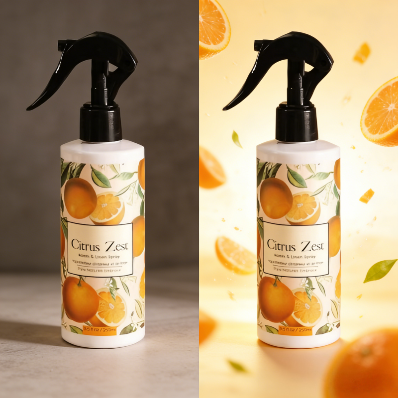 Vegan Formula 250ml Citrus Zest Room Spray Natural Extract Air Freshener For Home Fabric Linen Fragrance Custom Label