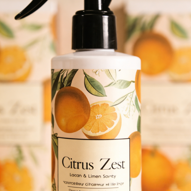 Vegan Formula 250ml Citrus Zest Room Spray Natural Extract Air Freshener For Home Fabric Linen Fragrance Custom Label