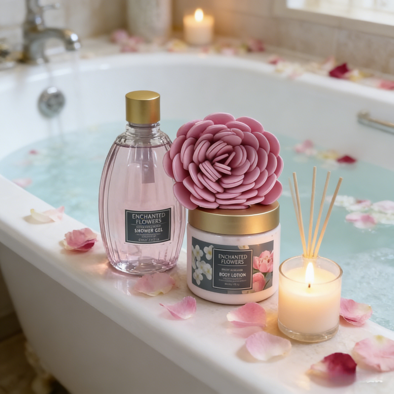 Oem Luxury Natural Organic Floral Extract Skincare Gift Set For Home Spa Aromatherapy Spa Flower Bath Body Kit