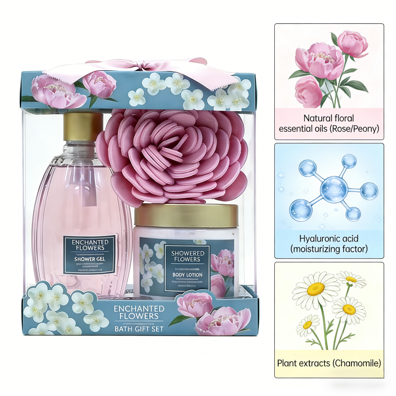 Oem Luxury Natural Organic Floral Extract Skincare Gift Set For Home Spa Aromatherapy Spa Flower Bath Body Kit