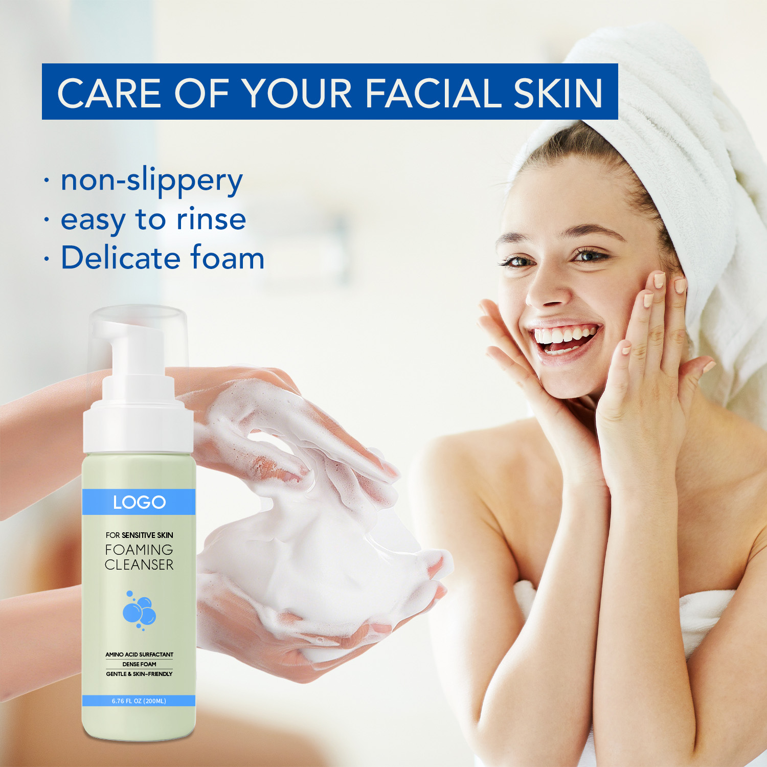 Oem Wholesale Natural 200ml Cruelty-free Foaming Cleansing And Moisturizing Face Wash With Nautre Element For Daily Use