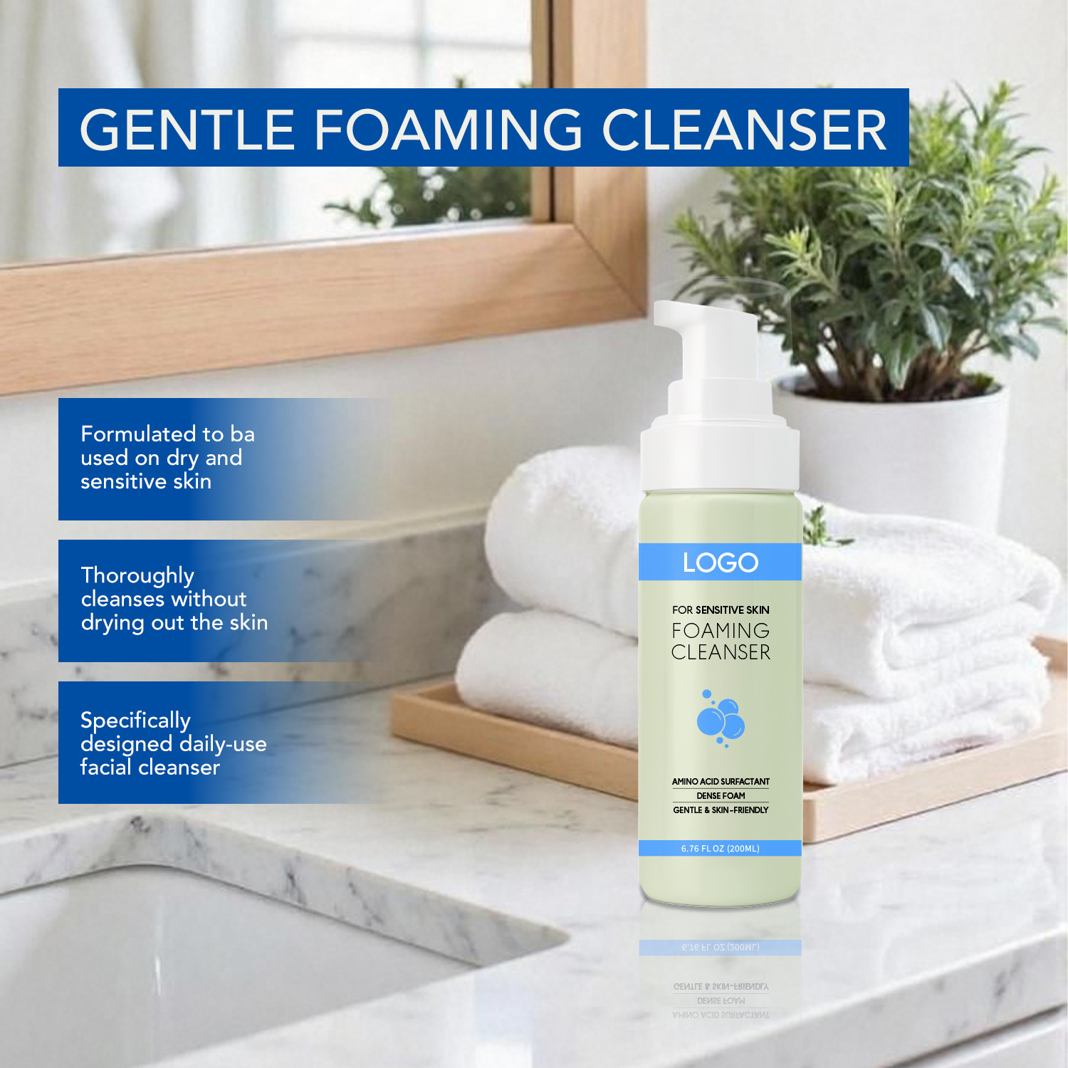 Oem Wholesale Natural 200ml Cruelty-free Foaming Cleansing And Moisturizing Face Wash With Nautre Element For Daily Use