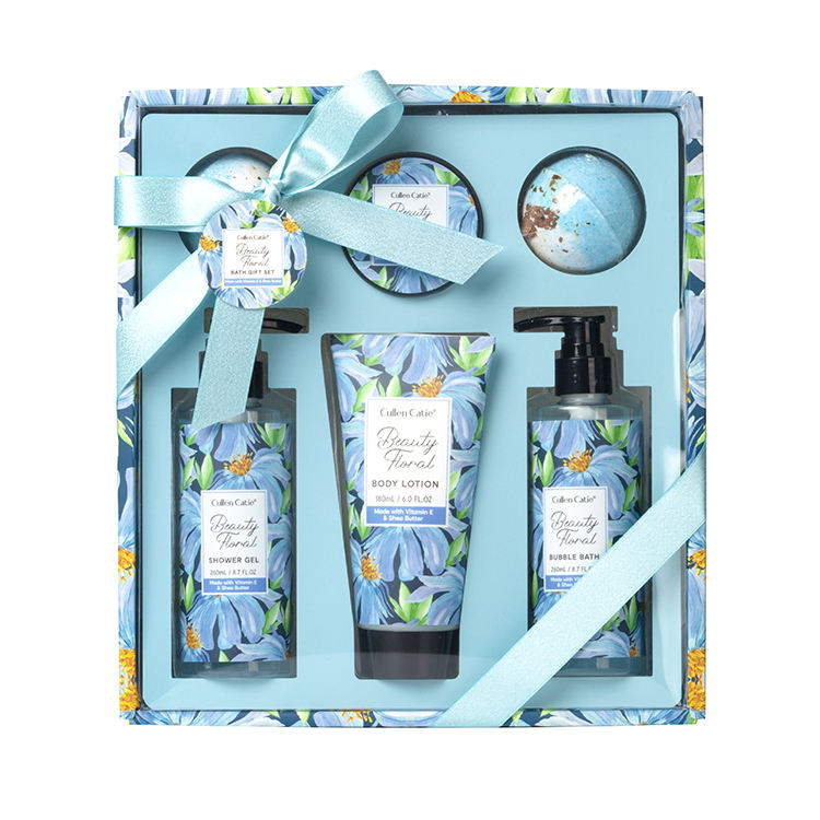 Oem Bath Spa Kit Natural Floral Shower Gel Body Lotion Bubble Bath Bath Salt Gift Set For Relaxation Skincare Gift Box