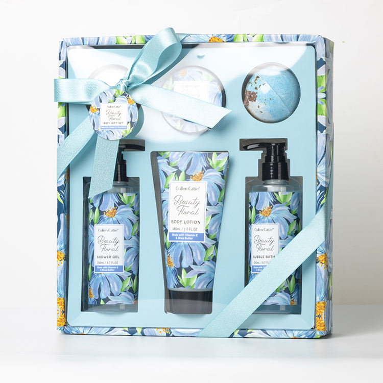 Oem Bath Spa Kit Natural Floral Shower Gel Body Lotion Bubble Bath Bath Salt Gift Set For Relaxation Skincare Gift Box