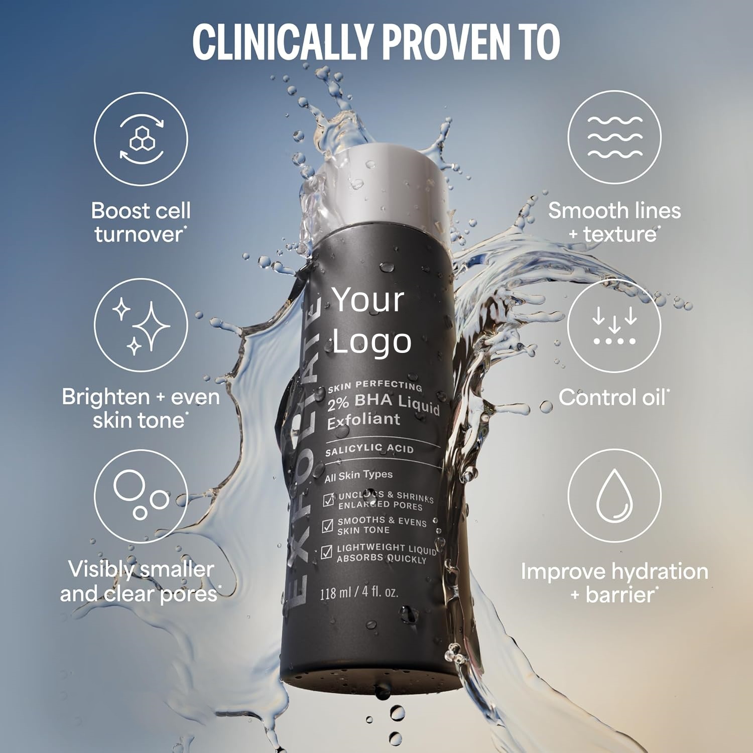 Oem/odm Private Label Salicylic Acid Serum Camellia Sinensis Leaf Extract Serum 2% Bha Liquid Exfoliant Salicylic Acid
