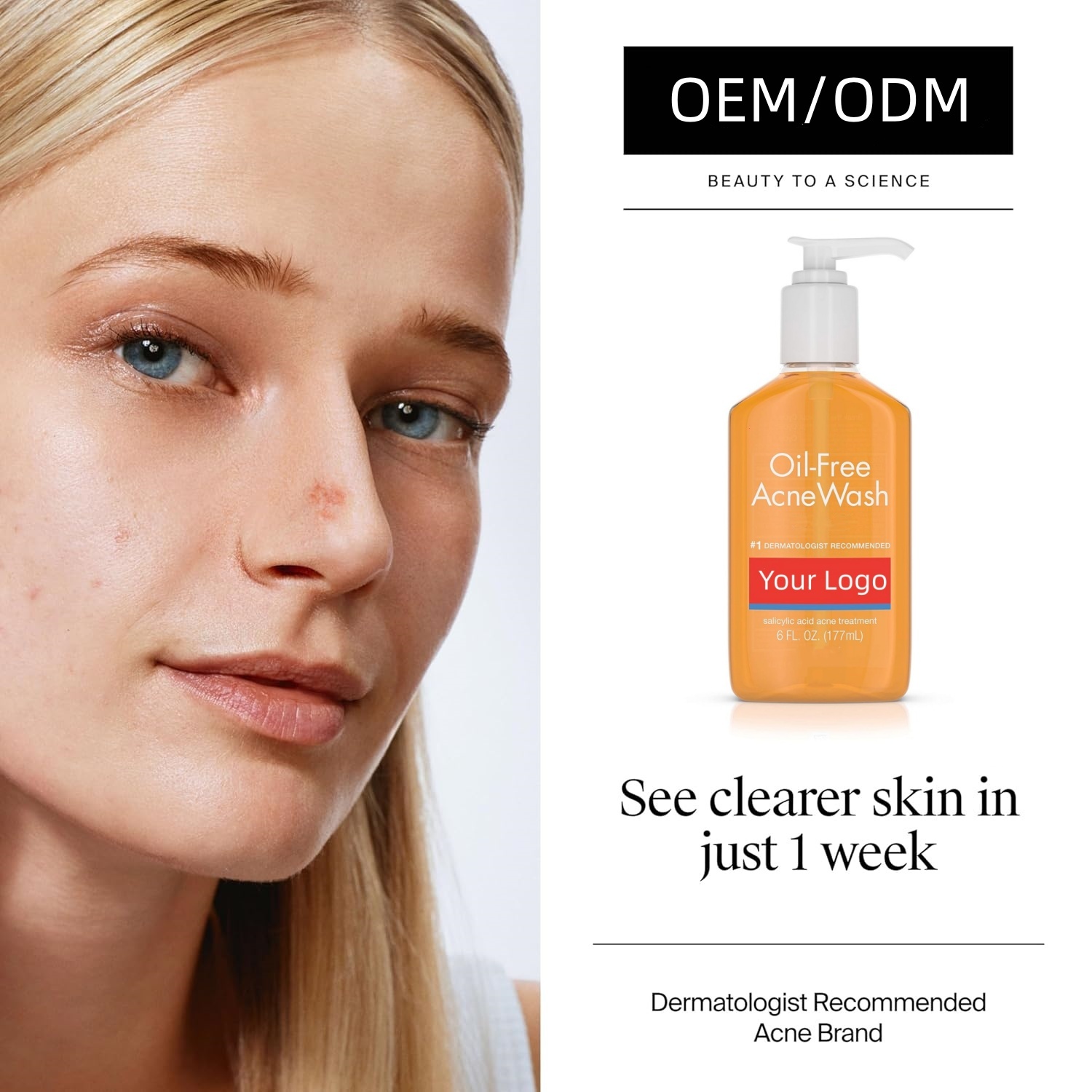Oem/odm Private Label Oil-free Acne Wash Cleanser Pump Salicylic Acid Acne Treatm Moisturizing Skin For Face
