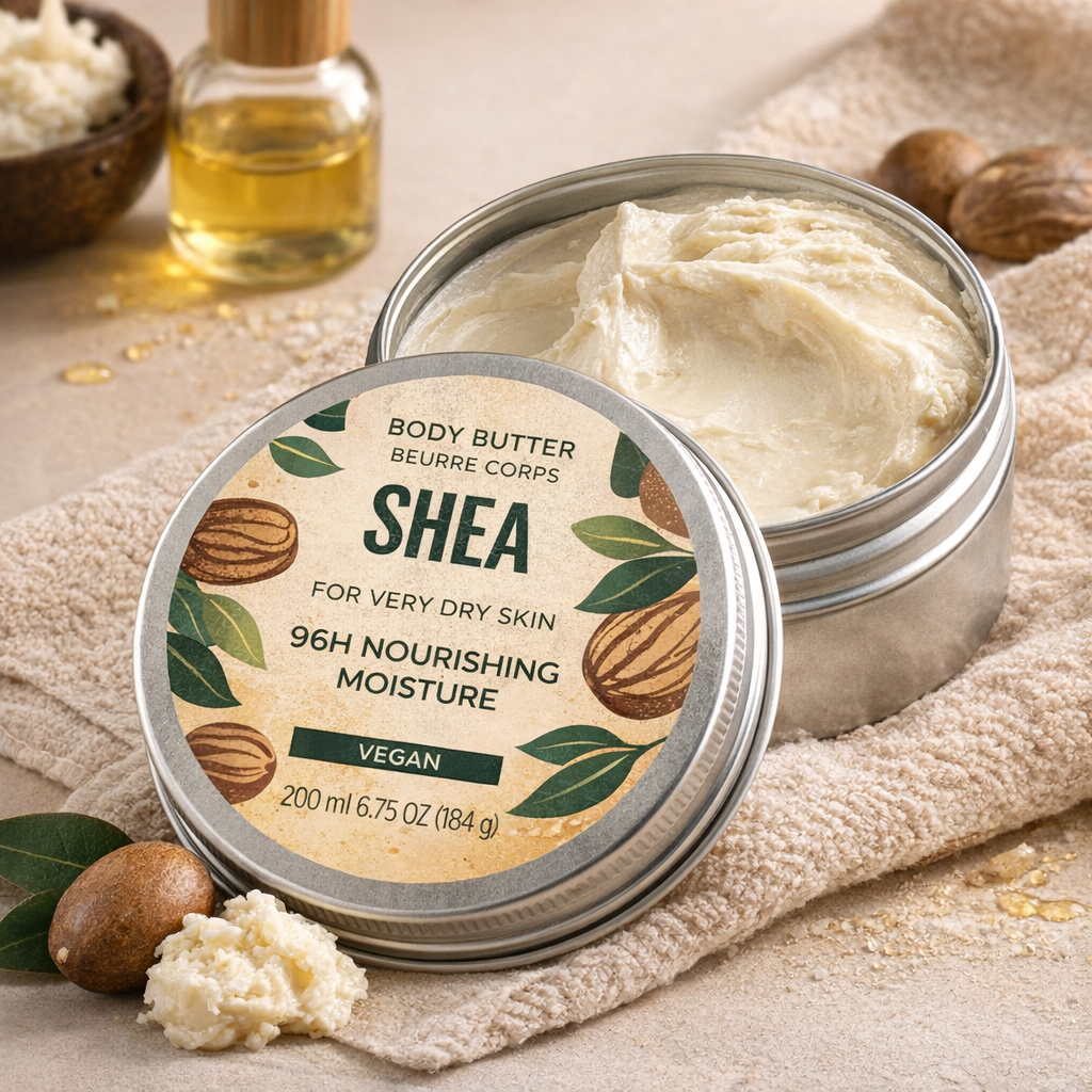 200ml Shea Body Butter Cream 96h Nourishing Eco-friendly Vegan & Cruelty-free Unscented Organic Moisturizing For Sensitive Skin