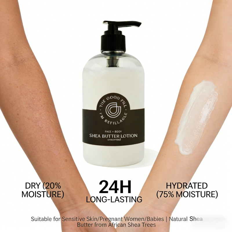 Oem Organic Eco-friendly Shea Butter Body Lotion 24h Hydration Face & Body Cream Unscented For Sensitive Skin