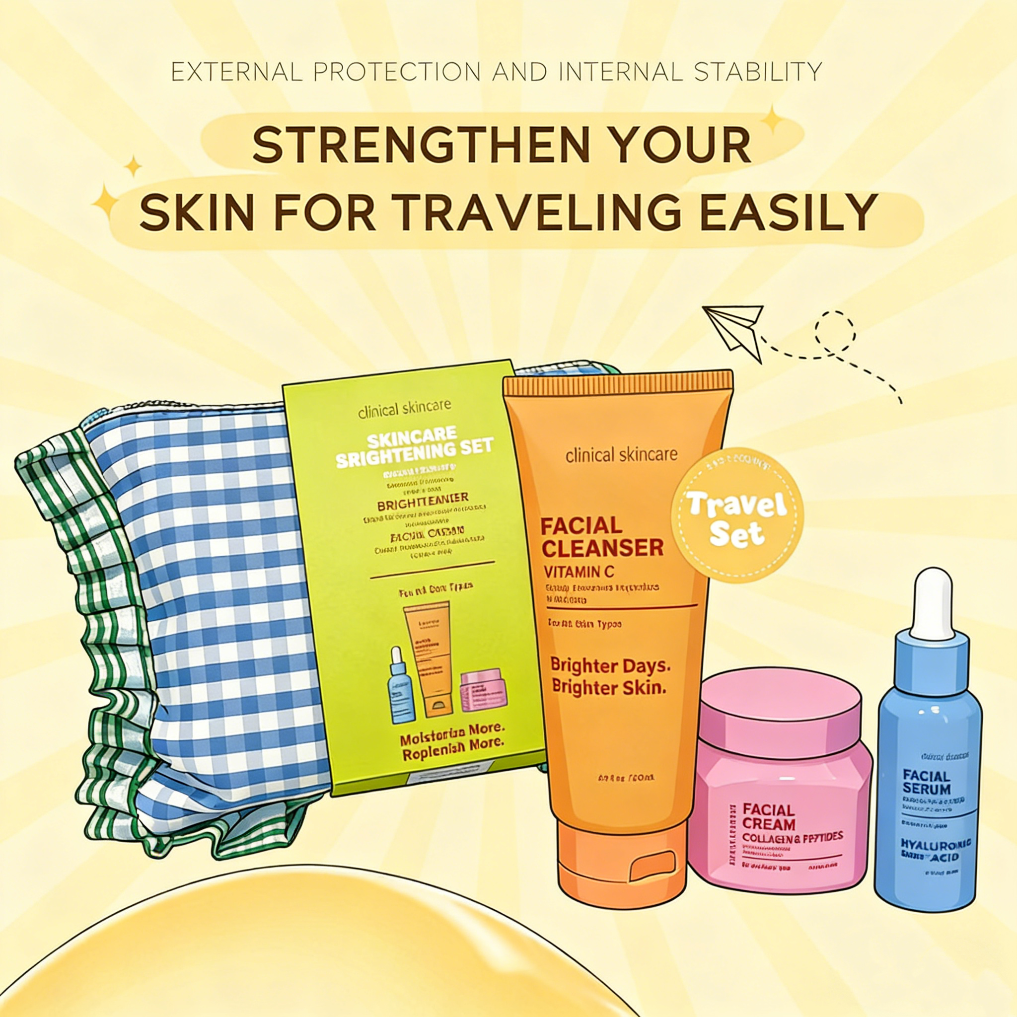 Oem/odm Hydrating Brightening Skincare Set For All Skin For Women Smooth Even Skin Moisturizing Facial Cream Serum Cleanser