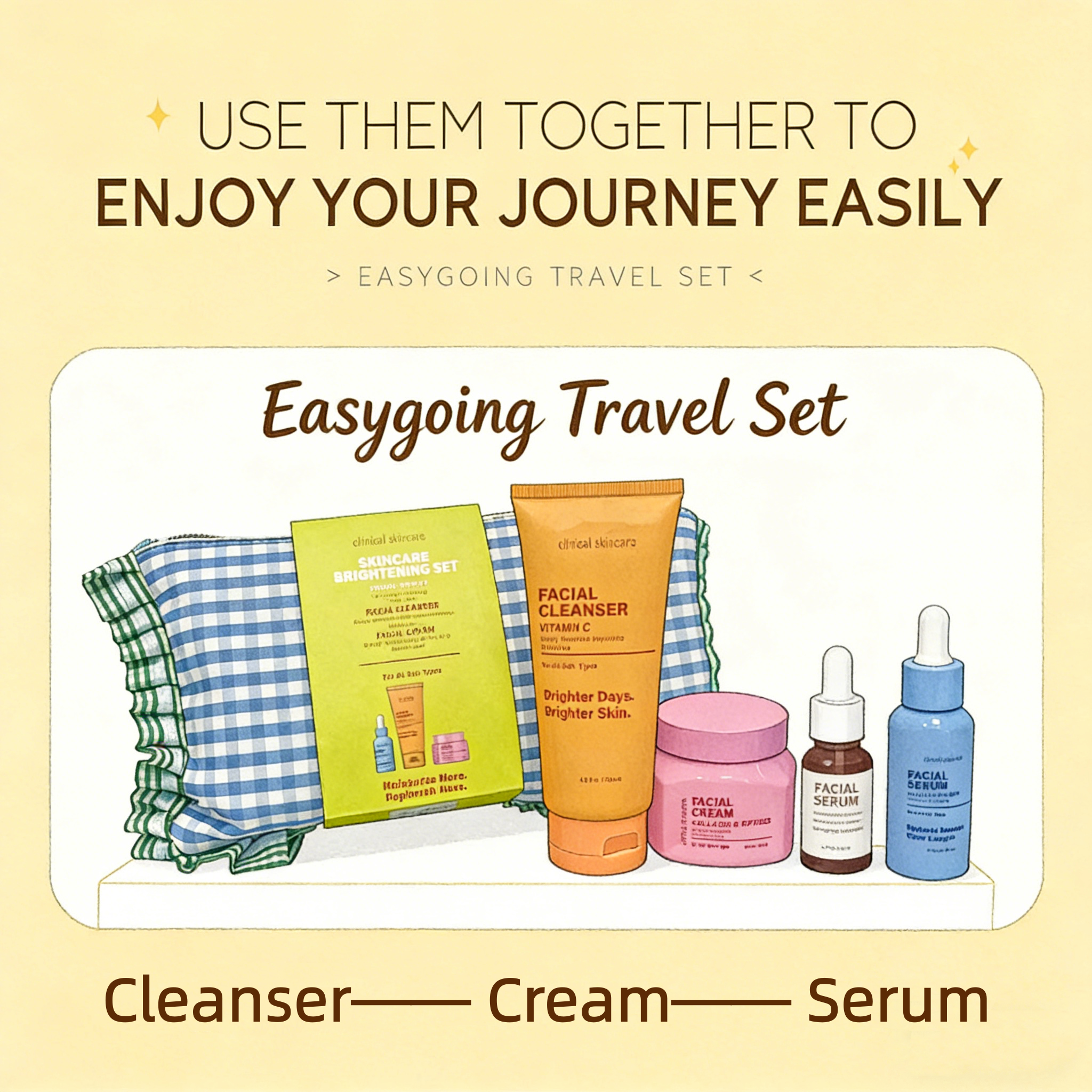 Oem/odm Hydrating Brightening Skincare Set For All Skin For Women Smooth Even Skin Moisturizing Facial Cream Serum Cleanser