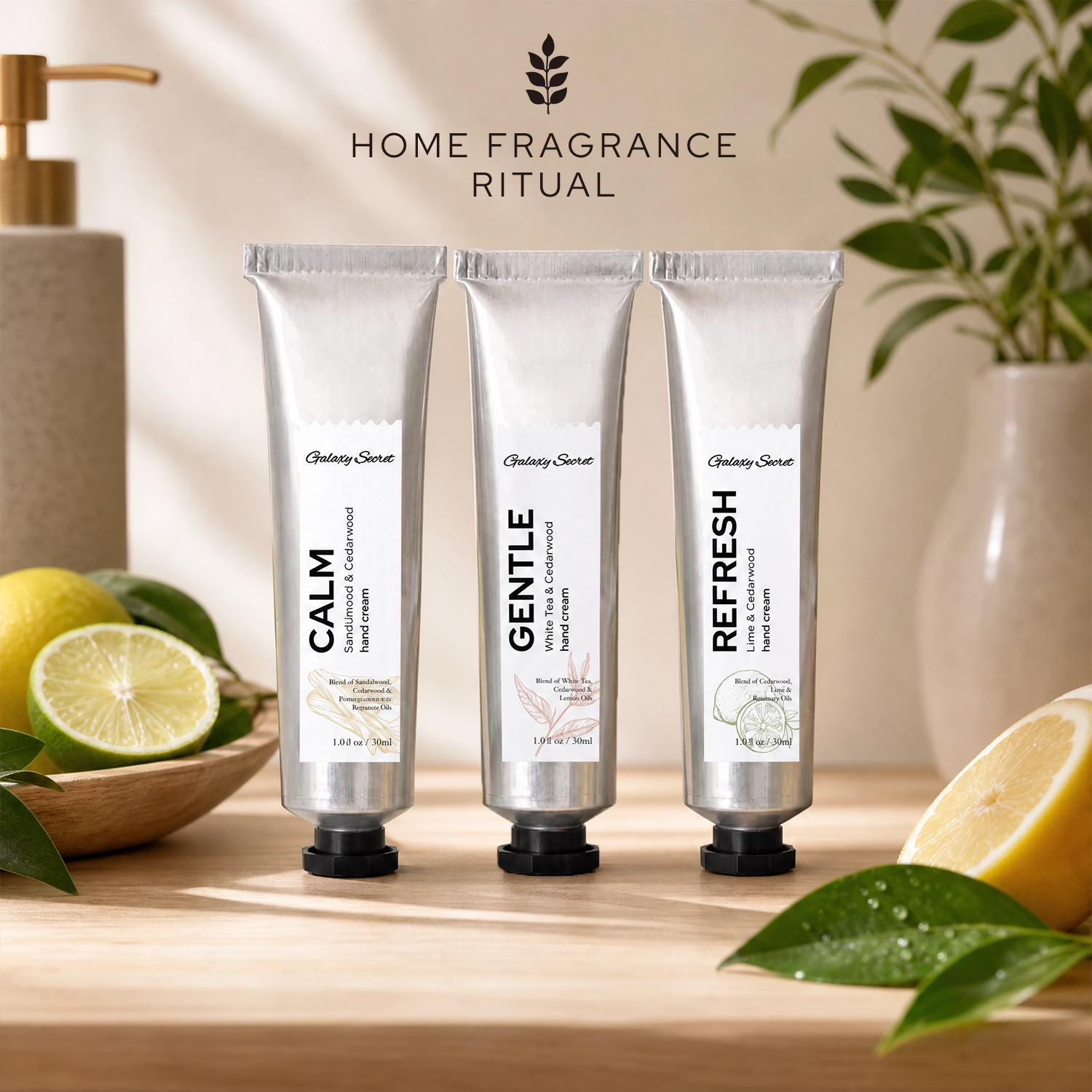 Aluminum Tube Essential Oil Hand Cream 30ml With Single Box White Tea Lime Sandalwood Moisturizing Travel Hand Lotion