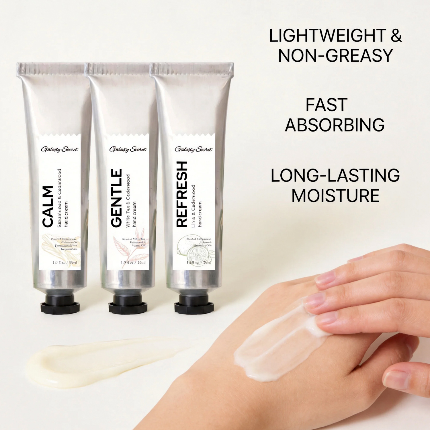 Aluminum Tube Essential Oil Hand Cream 30ml With Single Box White Tea Lime Sandalwood Moisturizing Travel Hand Lotion