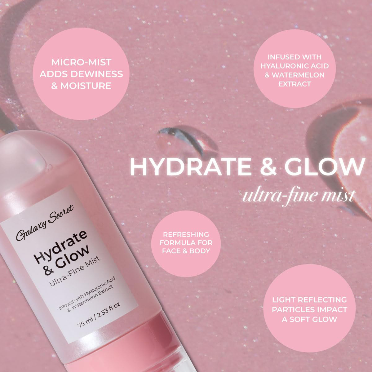 Private Label Hydrating Utral Hydrate & Glow Shimmer Face Mist Refreshing Watermelon Aha Glow Face Setting Facial Spray Mist