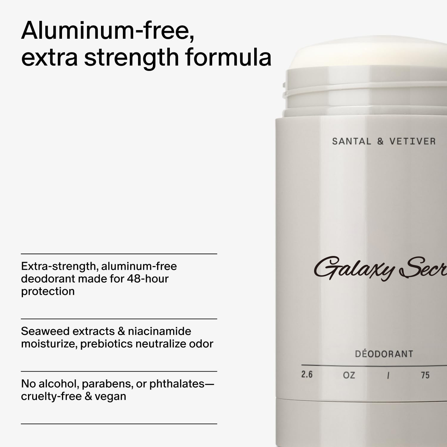 Galaxy Secret Unisex Long-lasting Deodorant Stick With Seaweed Extracts & Niacinamide Moisture Clean Body Odor Deodorant Stick