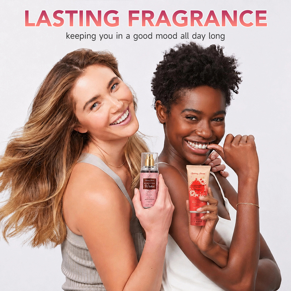 Body Mist 80ml Mini Travel Set With Body Cream Designer Fragrance Custom Scent Private Label Hydrating Long Lasting Gift Kit