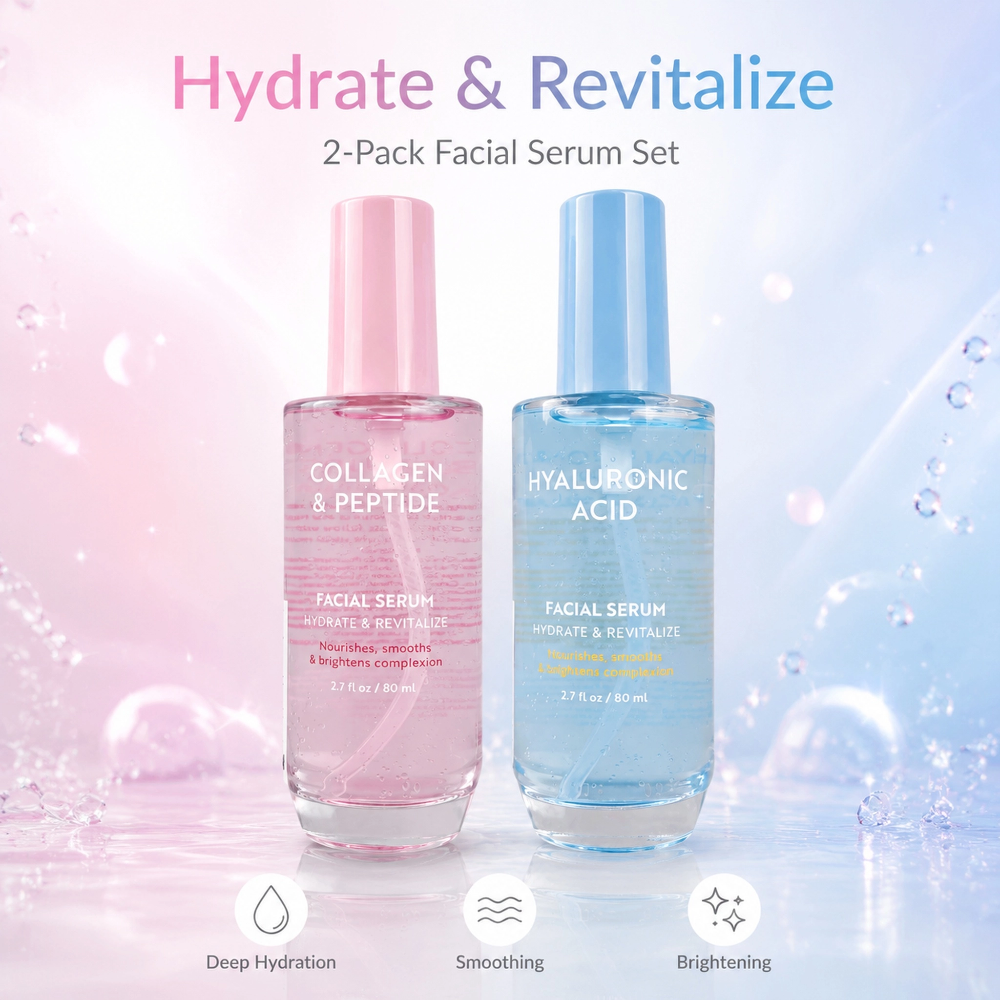 Private Label Collagen Peptides & Ha Facial Serum For Anti-aging Firming Moisturizing Face Containing Explosive Beads Face Serum
