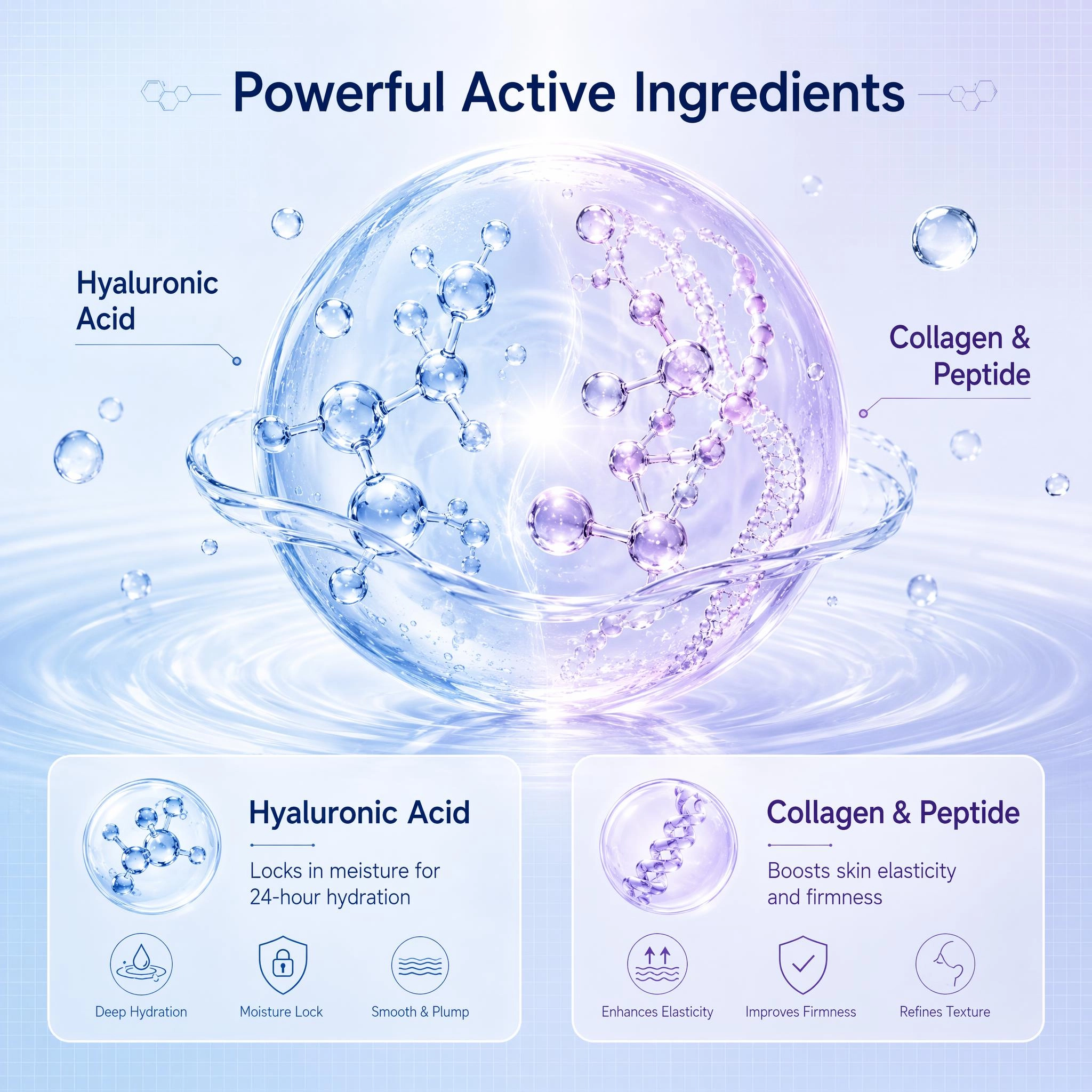 Private Label Collagen Peptides & Ha Facial Serum For Anti-aging Firming Moisturizing Face Containing Explosive Beads Face Serum