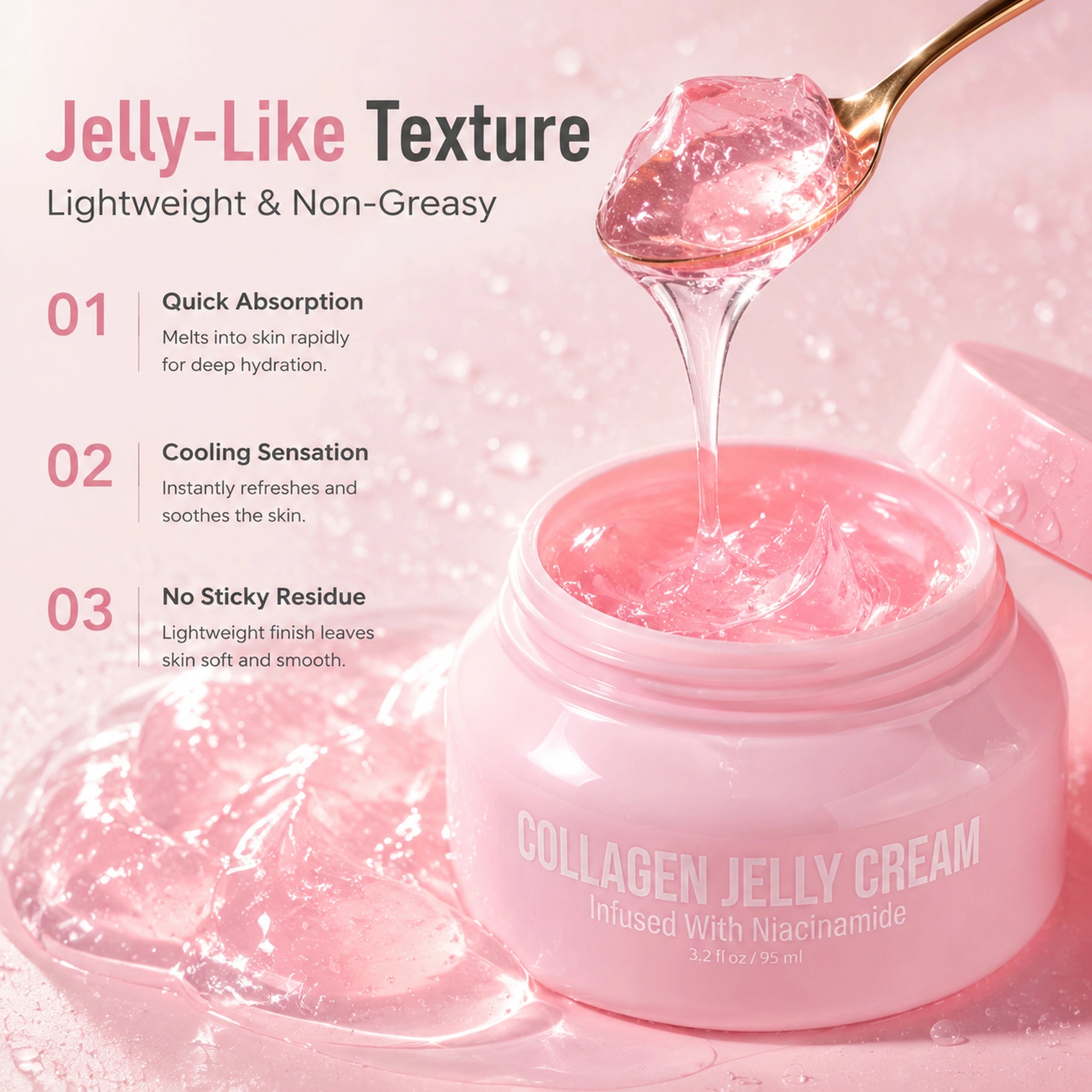 Private Label Collagen Jelly Face Cream For Moisturizing Whitening Hydrating Anti Aging Hydrolyzed Collagen Facial Jelly Cream