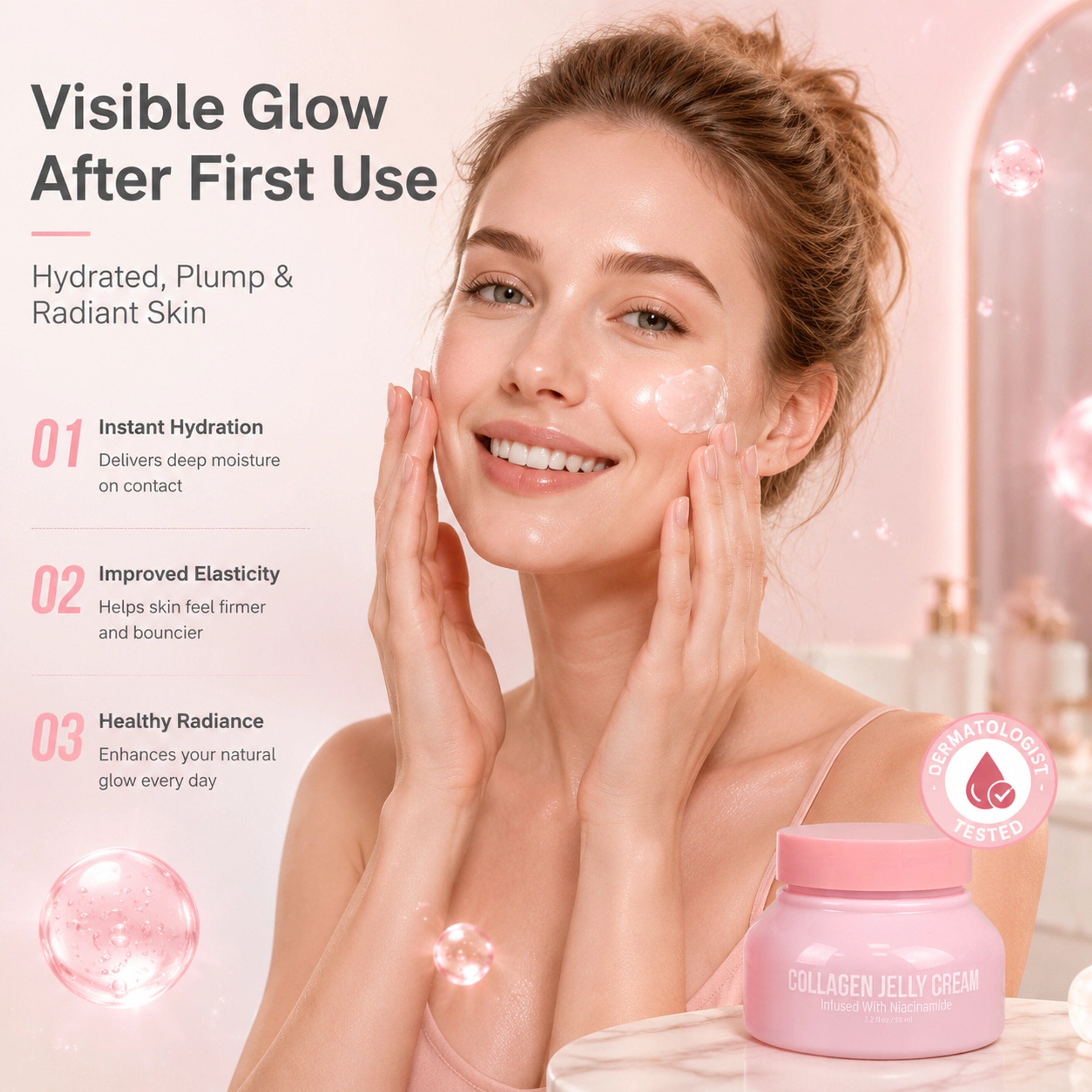 Private Label Collagen Jelly Face Cream For Moisturizing Whitening Hydrating Anti Aging Hydrolyzed Collagen Facial Jelly Cream