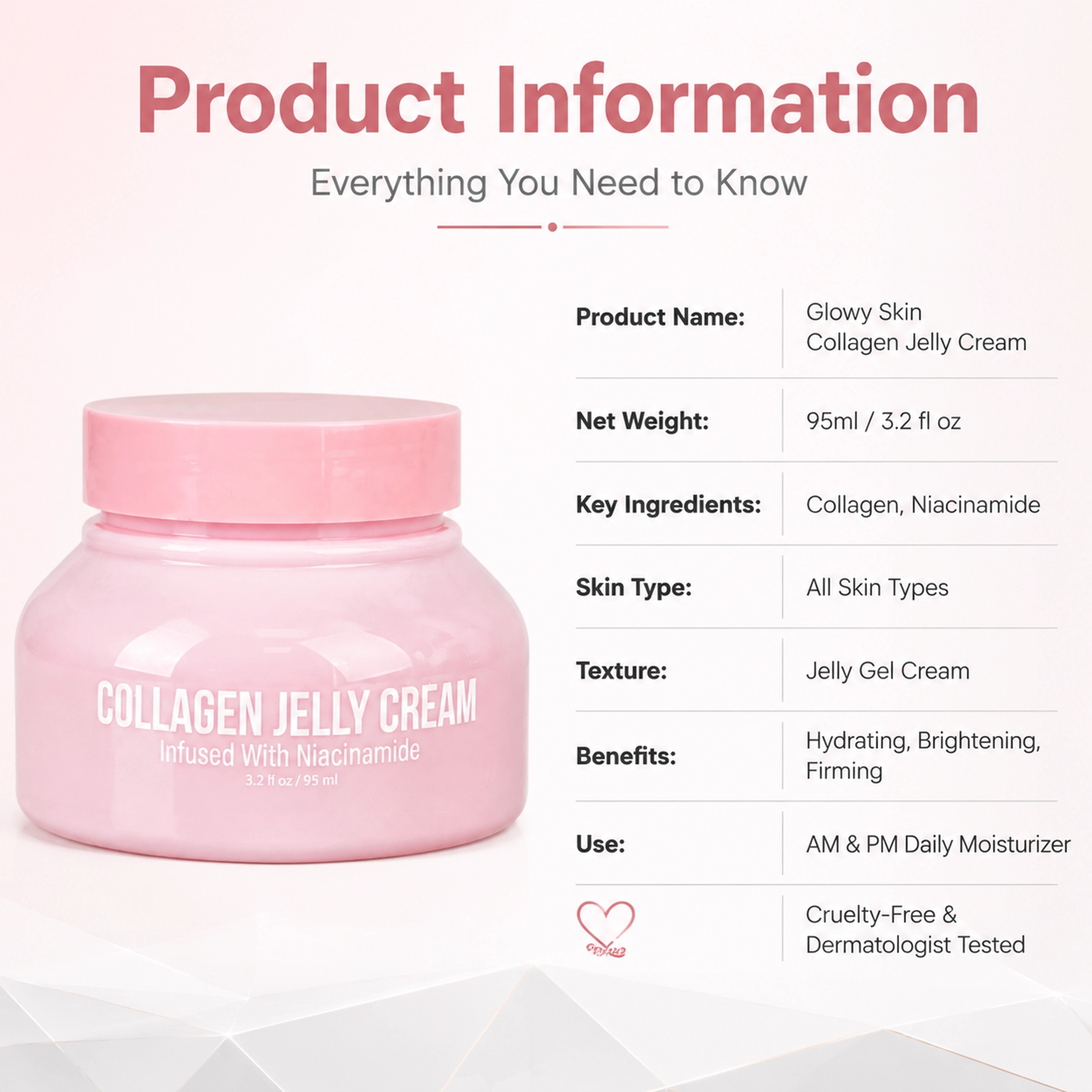 Private Label Collagen Jelly Face Cream For Moisturizing Whitening Hydrating Anti Aging Hydrolyzed Collagen Facial Jelly Cream