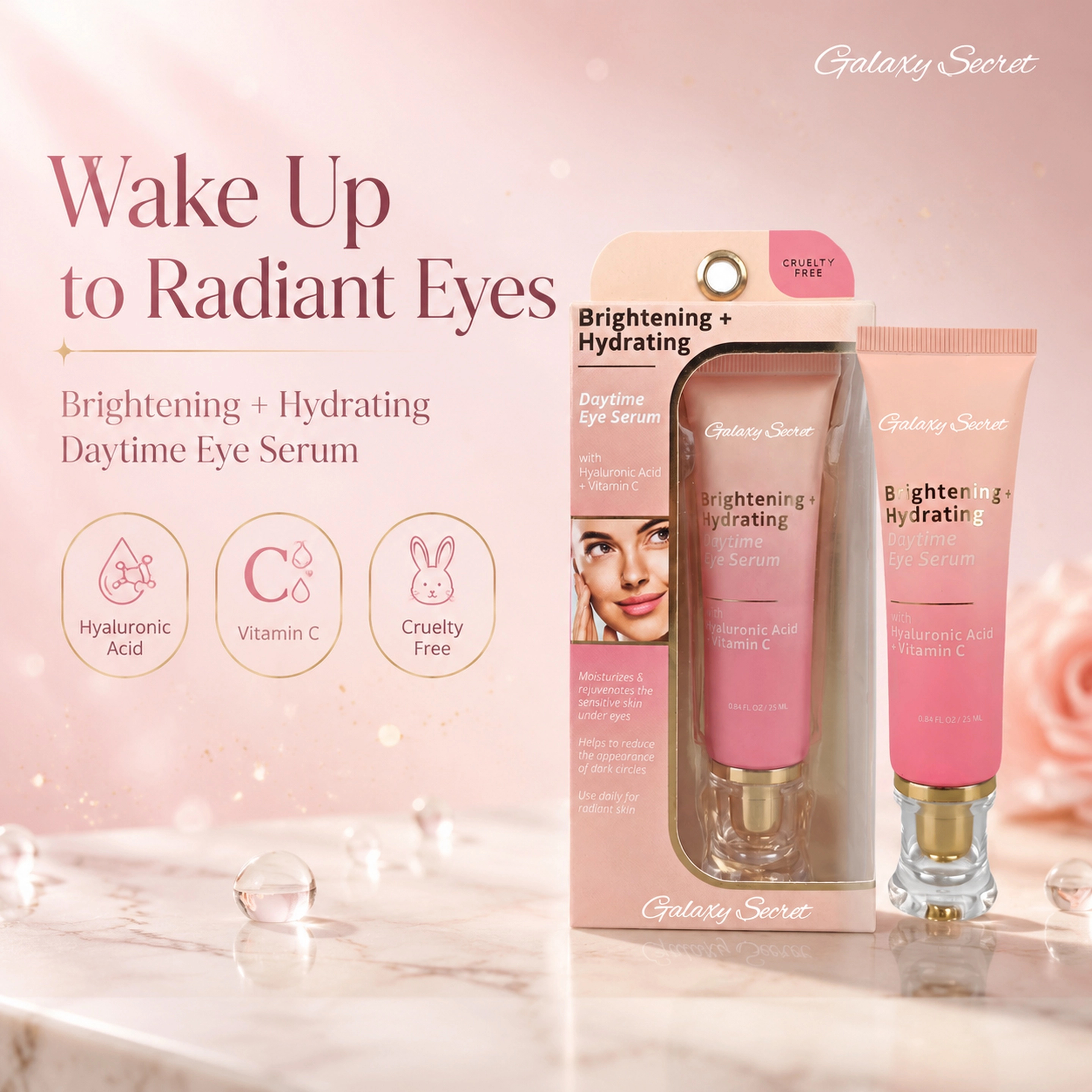 Hot Selling Oem/odm Daytime Brightening & Hydrating Eyes Serum With Ha And Vitamin C Serum Suitable All Skin Type Eyes Serum