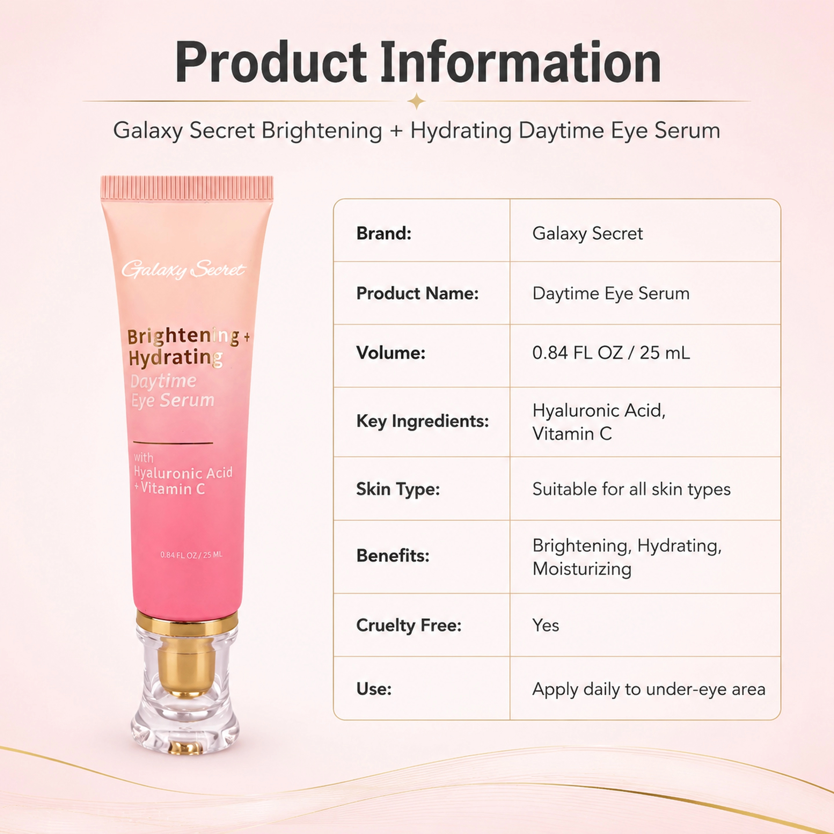 Hot Selling Oem/odm Daytime Brightening & Hydrating Eyes Serum With Ha And Vitamin C Serum Suitable All Skin Type Eyes Serum