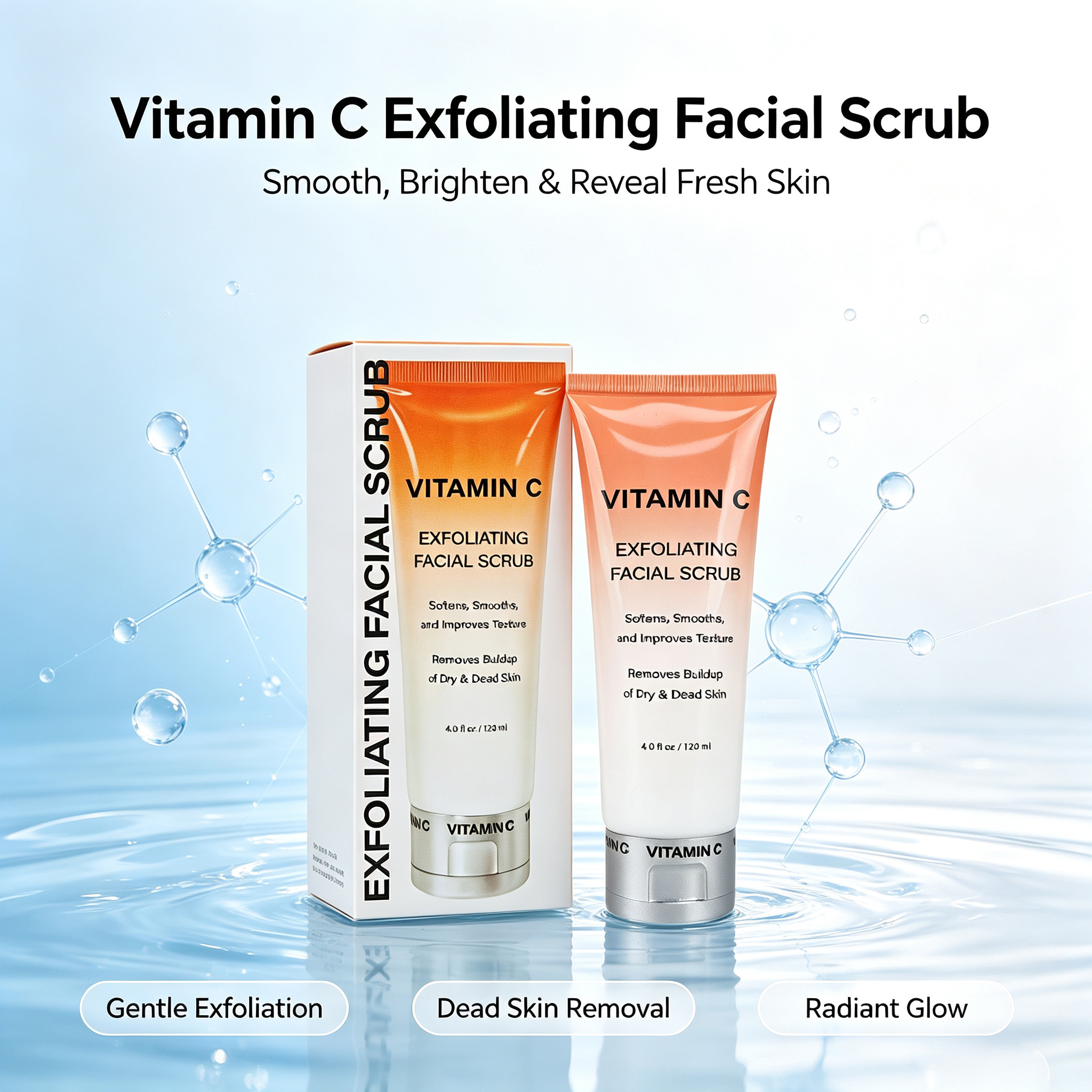 Hot Selling Gentle Exfoliating Organic Vegan Facial Scrub With Collagen And Vitamin C Deep Cleansing And Moisturizing Face Scrub