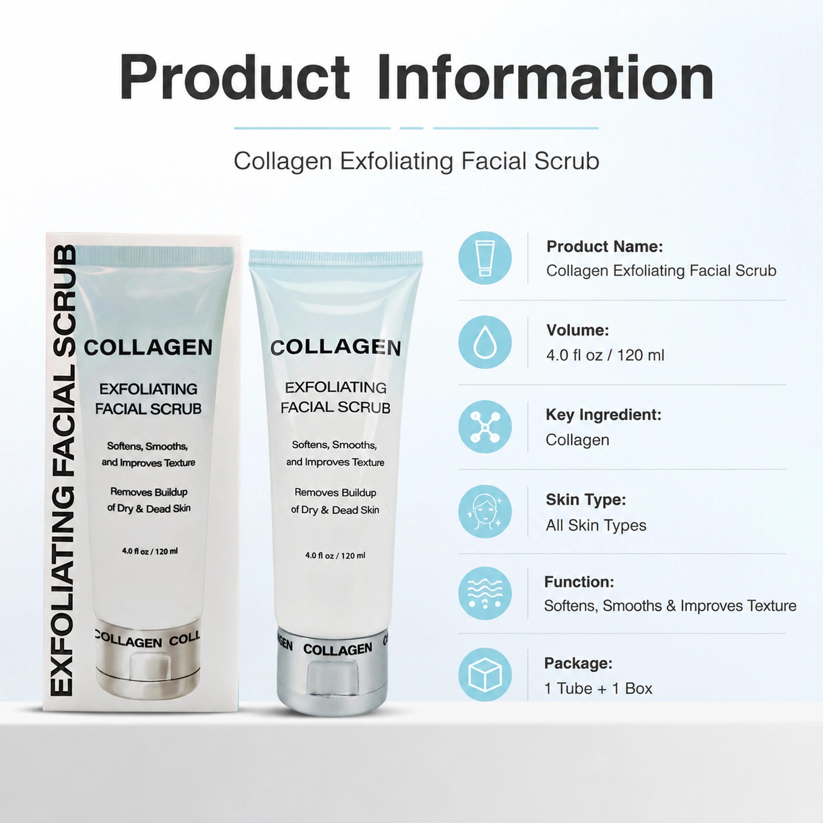 Hot Selling Gentle Exfoliating Organic Vegan Facial Scrub With Collagen And Vitamin C Deep Cleansing And Moisturizing Face Scrub