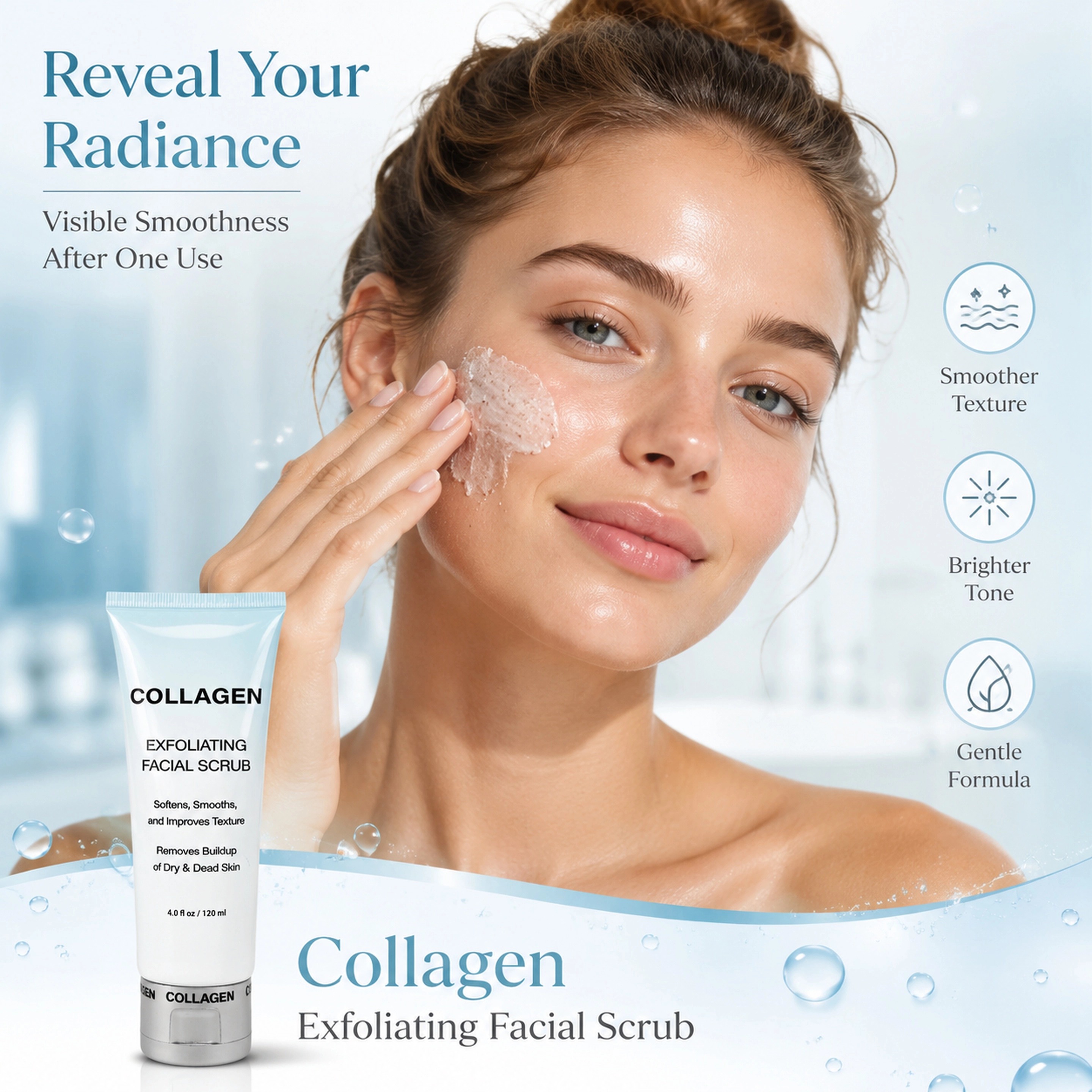 Hot Selling Gentle Exfoliating Organic Vegan Facial Scrub With Collagen And Vitamin C Deep Cleansing And Moisturizing Face Scrub