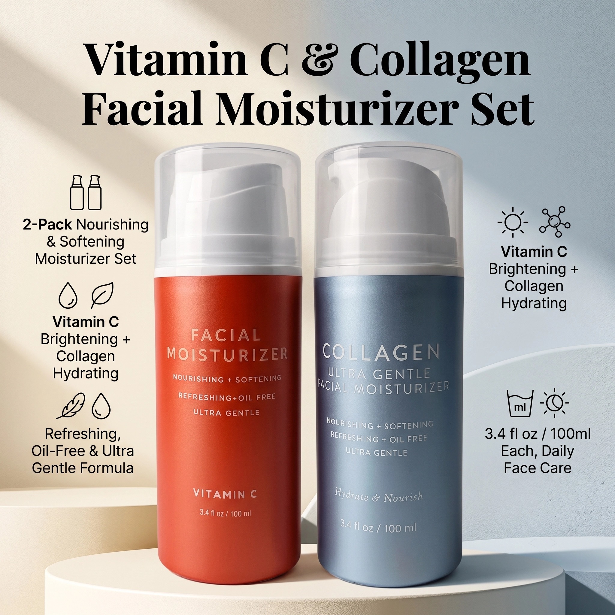 Private Label Nourish Hydrating Facial Moisturizer Cream Lotion With Vitamin C & Collagen For Brightening Face Moisturizer Cream