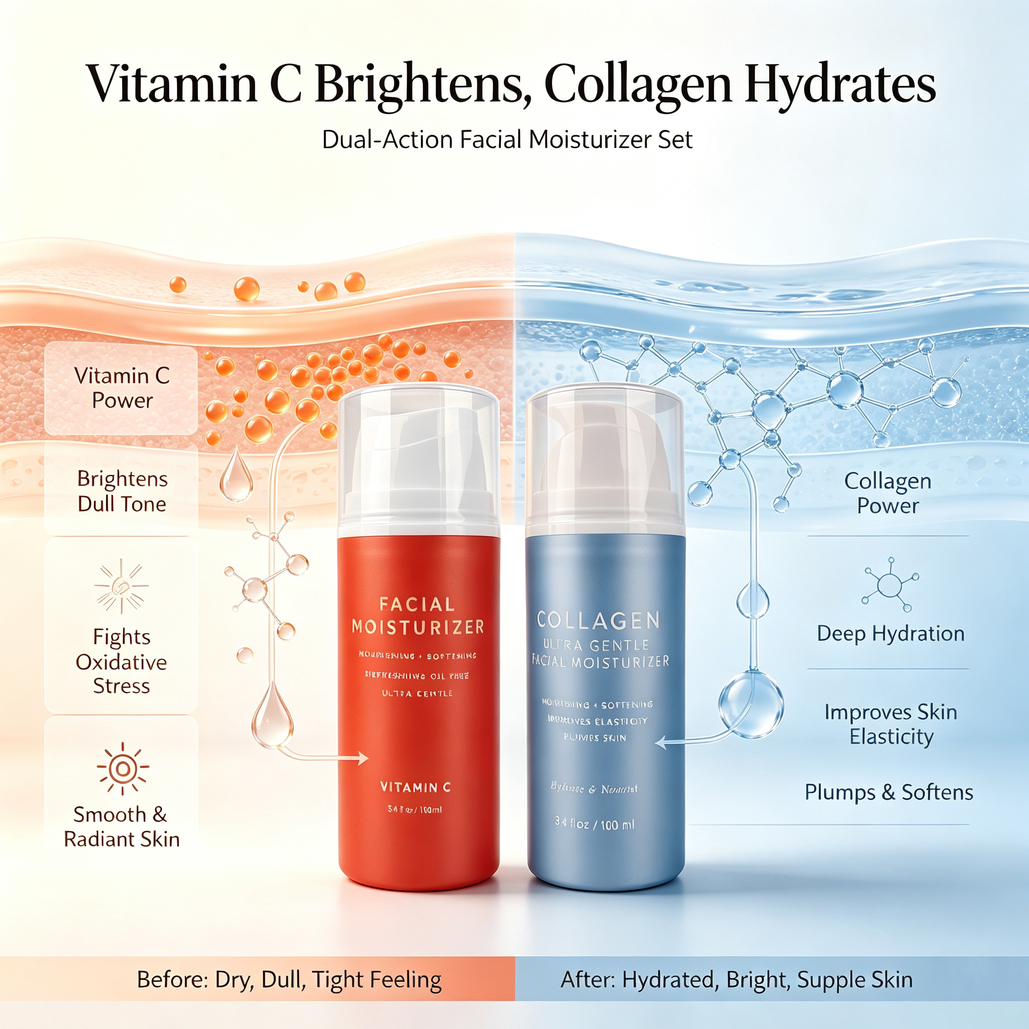 Private Label Nourish Hydrating Facial Moisturizer Cream Lotion With Vitamin C & Collagen For Brightening Face Moisturizer Cream